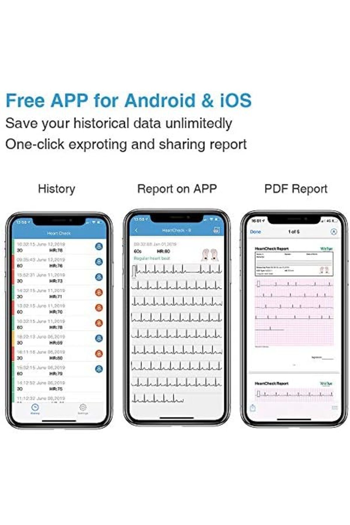 wellue-ECG Monitor, Heart Monitor with EKG, Bluetooth Heart Monitoring Device with iOS & Android App 5