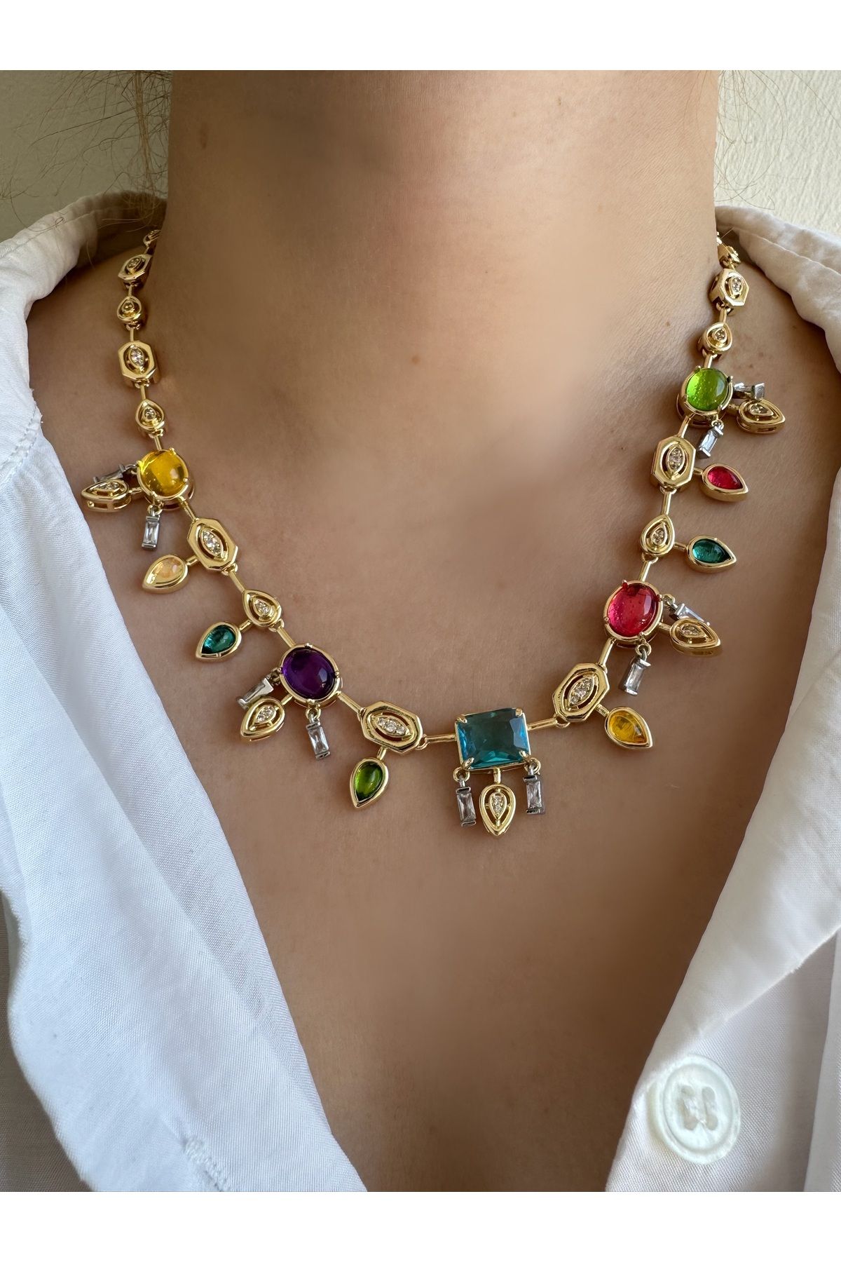 Gilia Jewelry Renkli Zirkon Taşlı Kolye