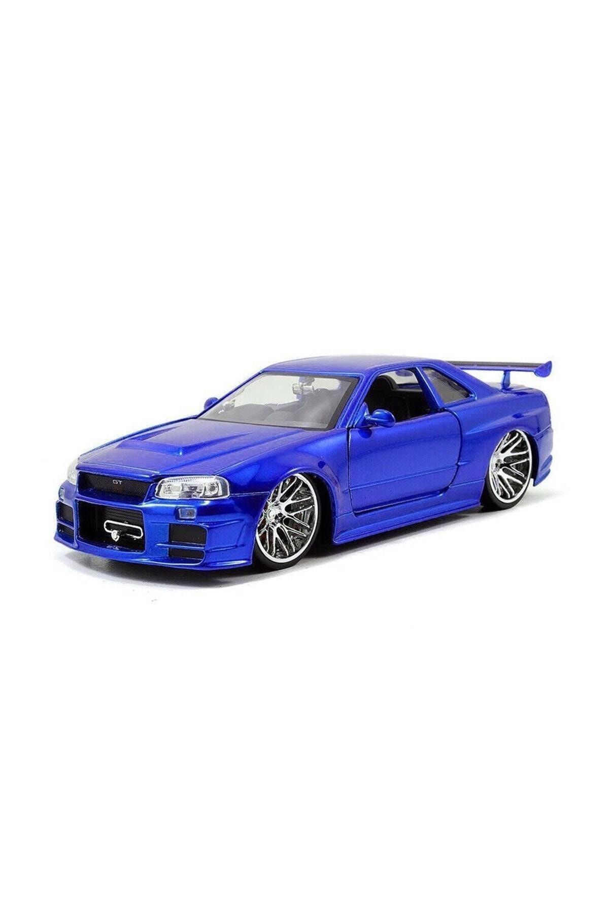 SCOWETTO 1:24 Hızlı Ve Öfkeli Fast And Furious Brian's Nissan Skyline GT-R [BNR34] Mavi Model Araba