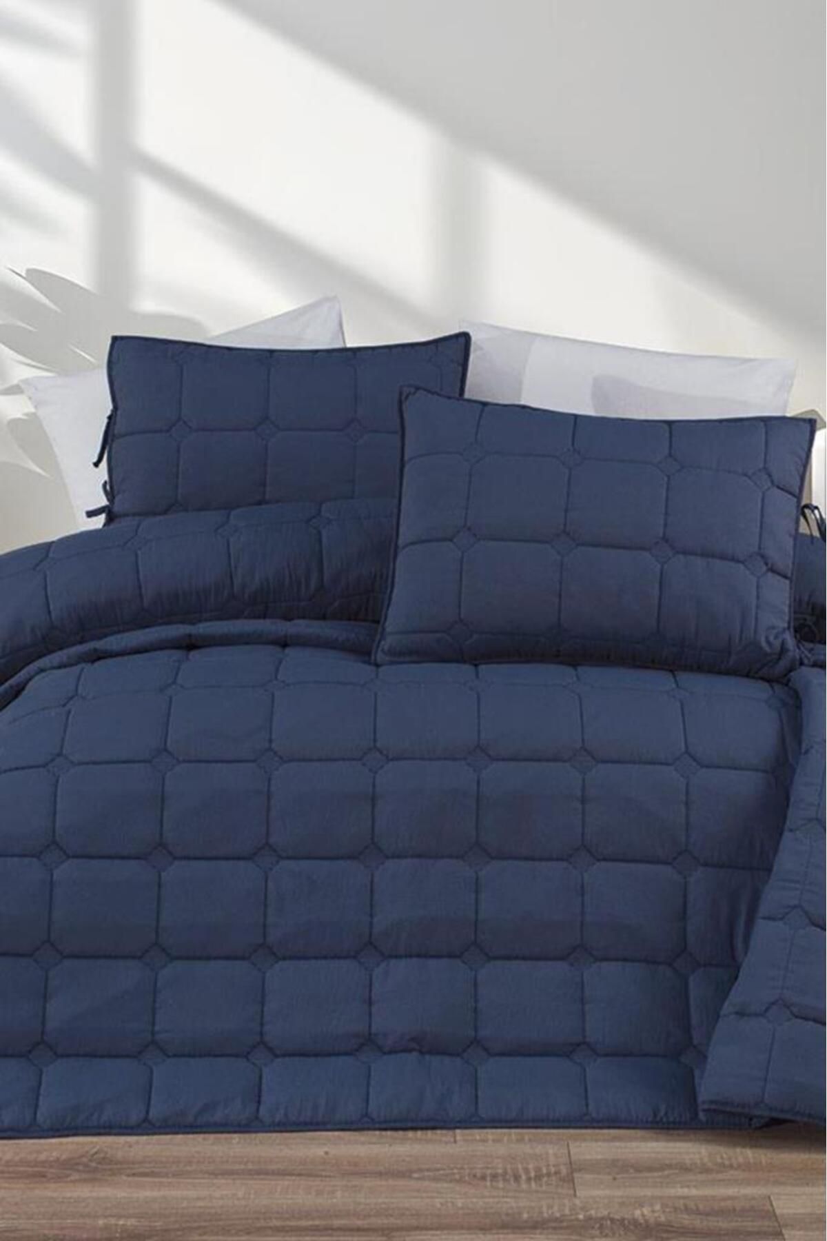Çeyiz Diyarı Cratos Comfort Çift Kişilik Yatak Örtüsü Lacivert