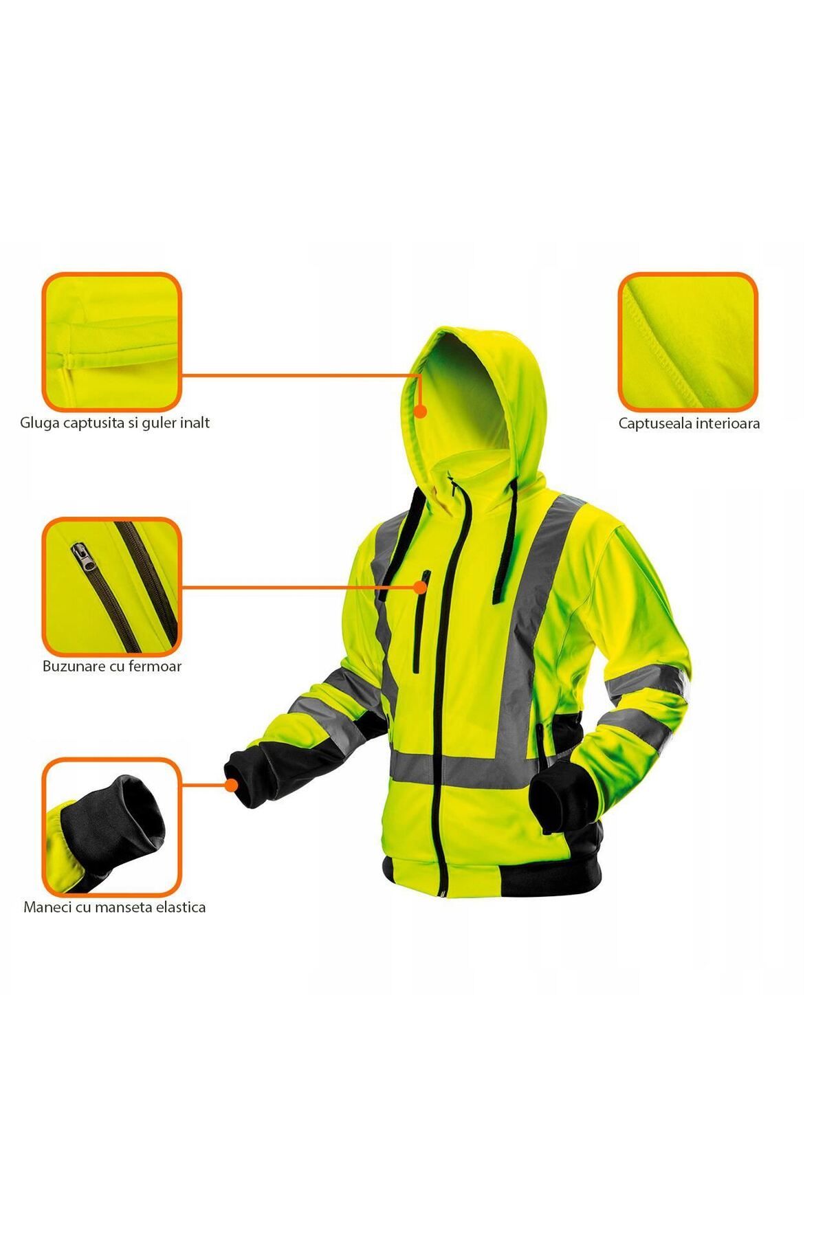 NEO-Hanorac de lucru, reflectorizant, galben, model Visibility, marimea L/52, 4