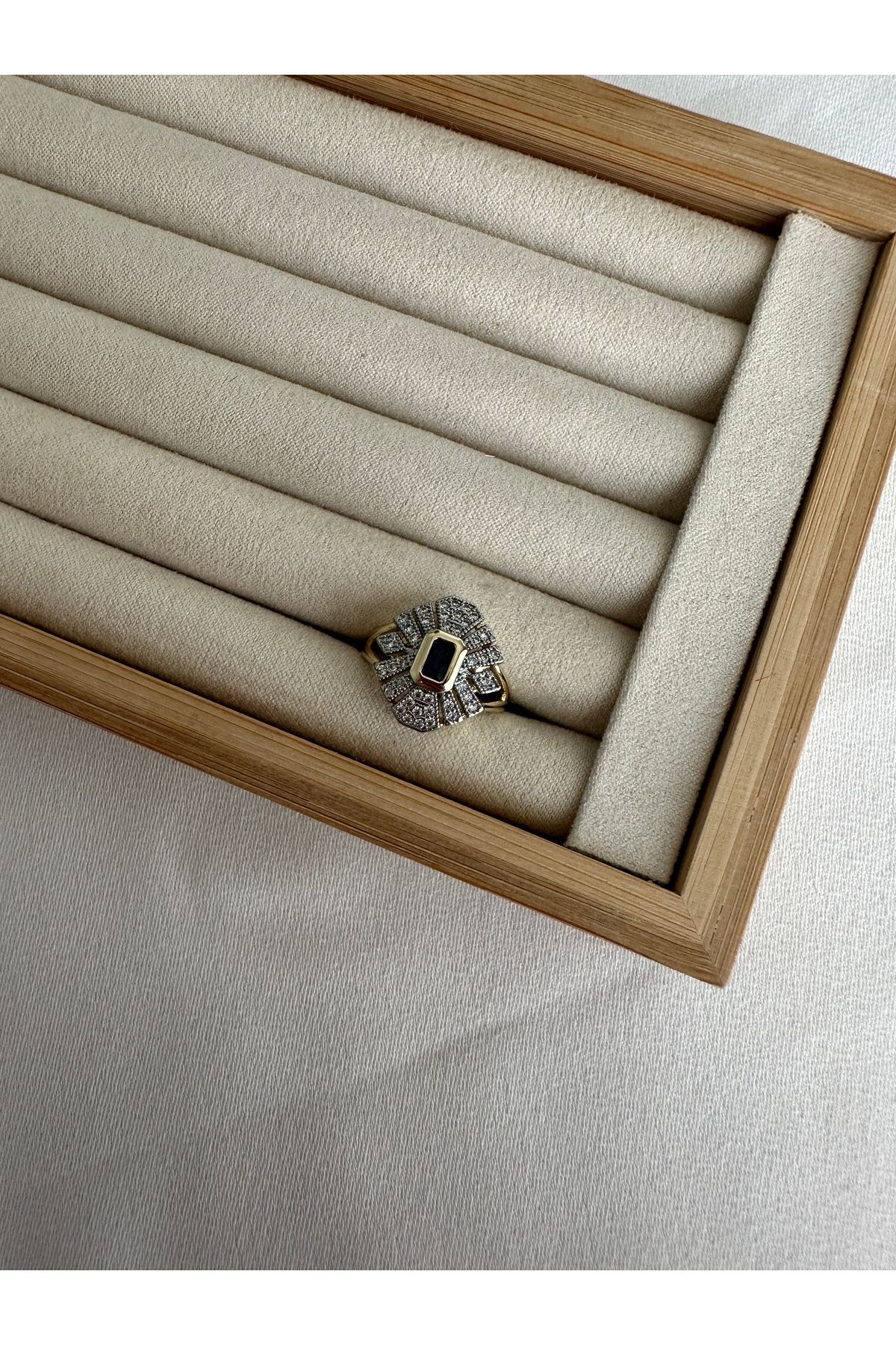 ringbox Lacivert Taşlı Vintage Model Yüzük