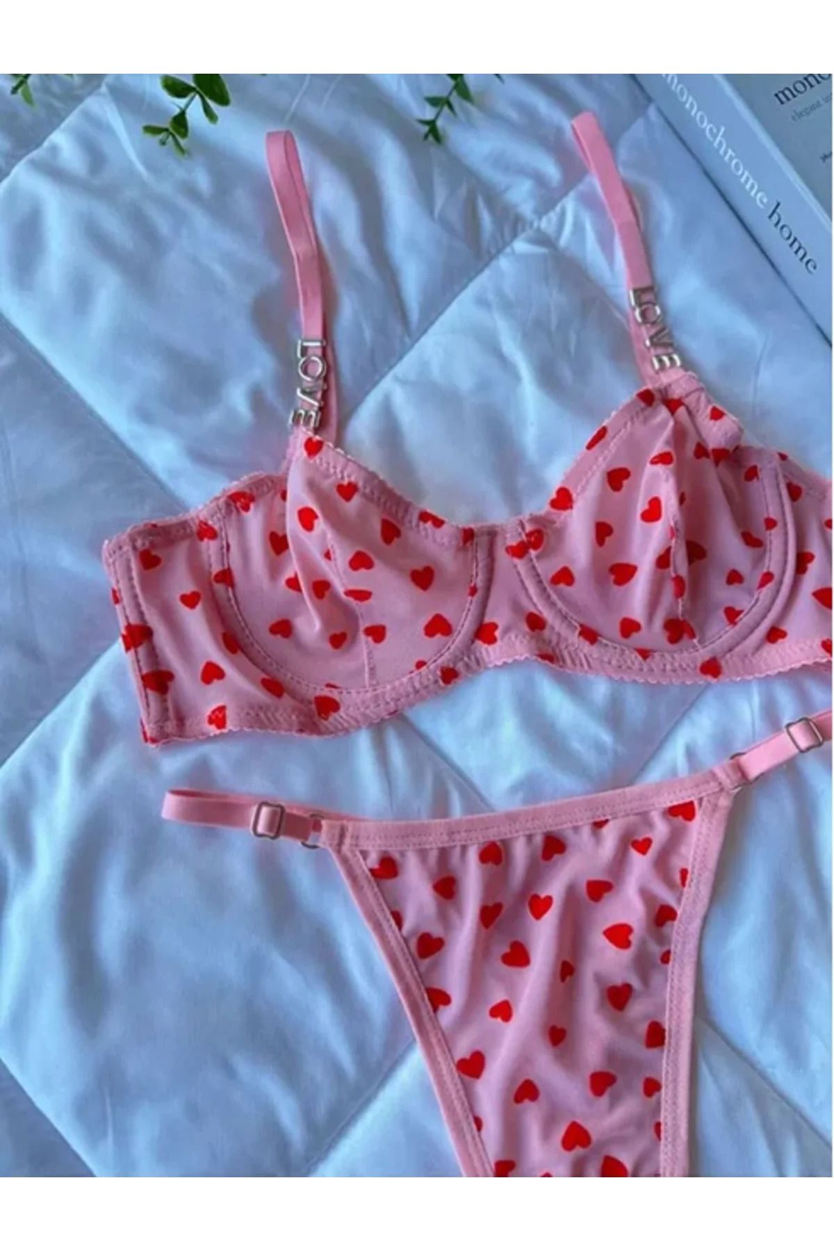 Butik Kalp Desenli Ekstra Soft Tül Sütyen Takımı