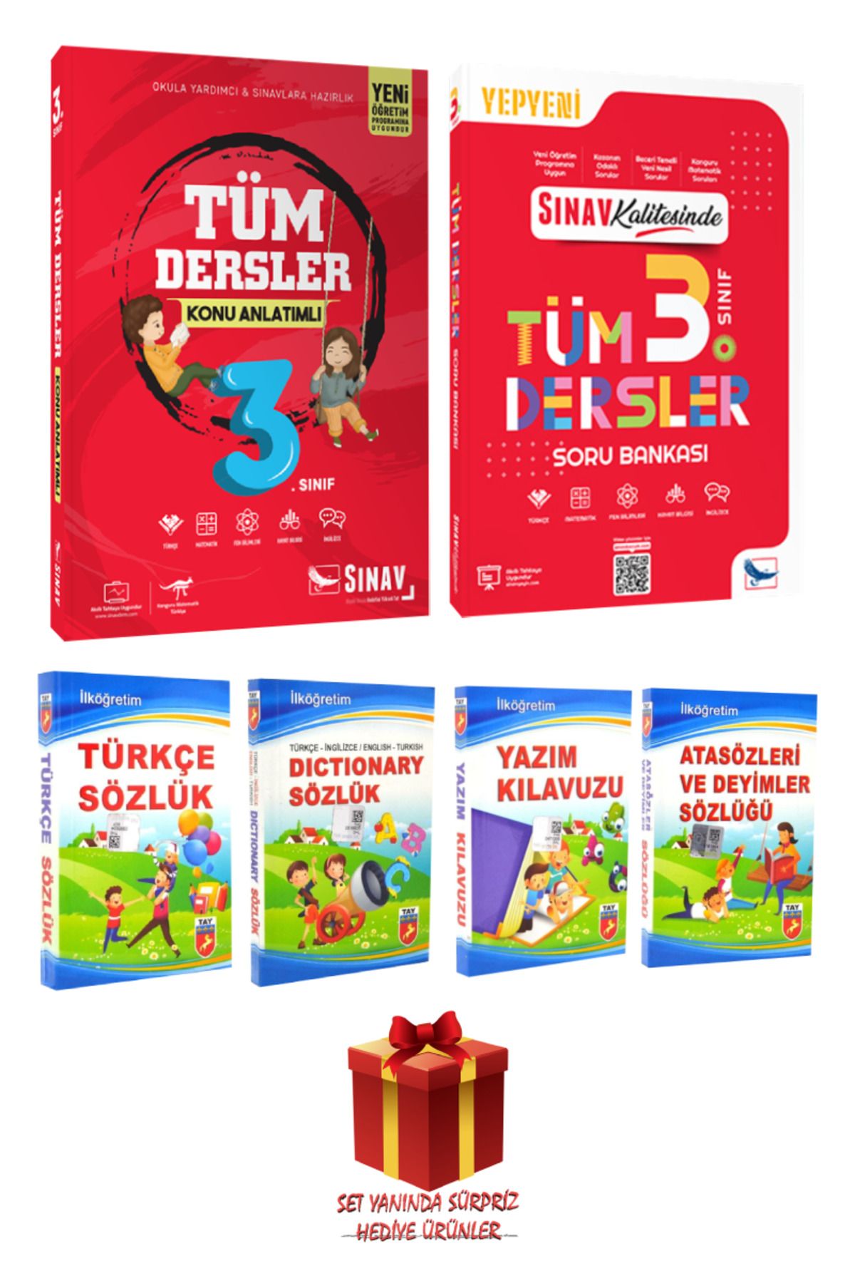 Sınav Yayınları 3. Sınıf Konu Anlatımı+Soru Bankası+ Türkçe-İngilizce-Atasözleri ve Deyimler Sözlüğü+ Yazım Kılavuzu