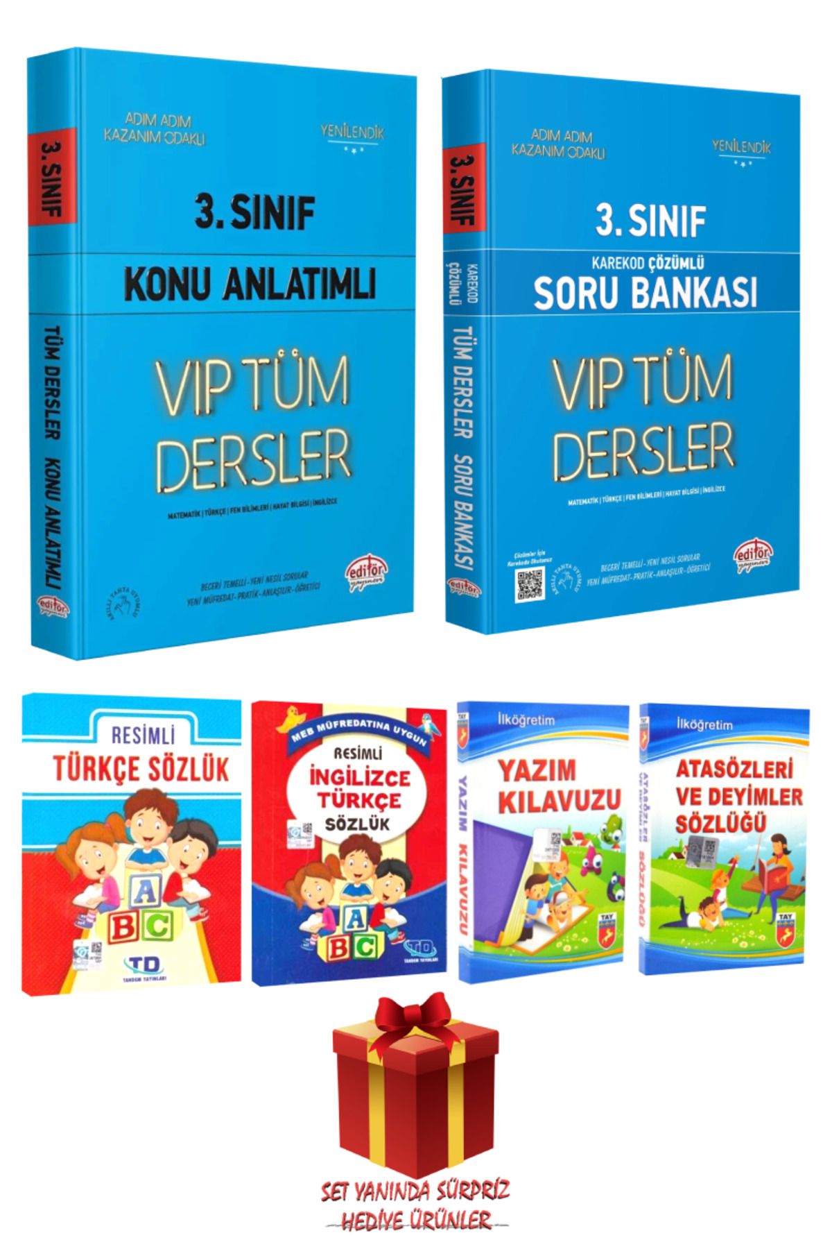 Editör Yayınevi 3. Sınıf Konu Anlatımı+Soru Bankası+ Türkçe-İngilizce-Atasözleri ve Deyimler Sözlüğü+ Yazım Kılavuzu