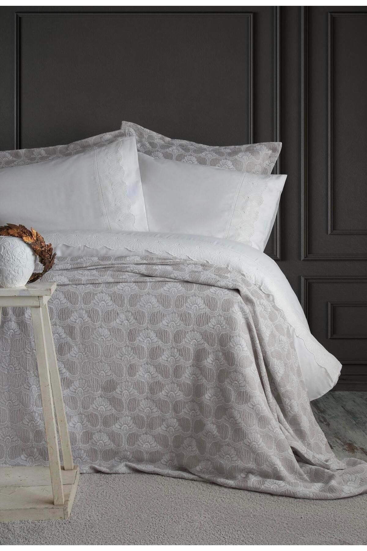 Apricitas HOME ÇİFT KİŞİLİK YATAK ÖRTÜSÜ NEVRESİM SET MADRID GRI - YATAK ORTUSU