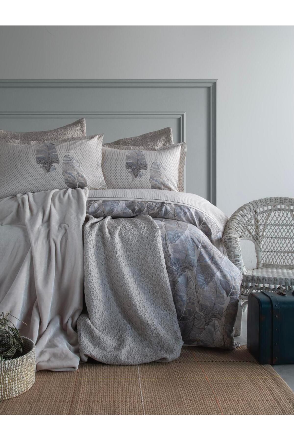 Apricitas HOME ÇİFT KİŞİLİK NEVRESİM YATAK ÖRT.BATTANIYE SET NERIS BEIGE - YATAK ORTUSU