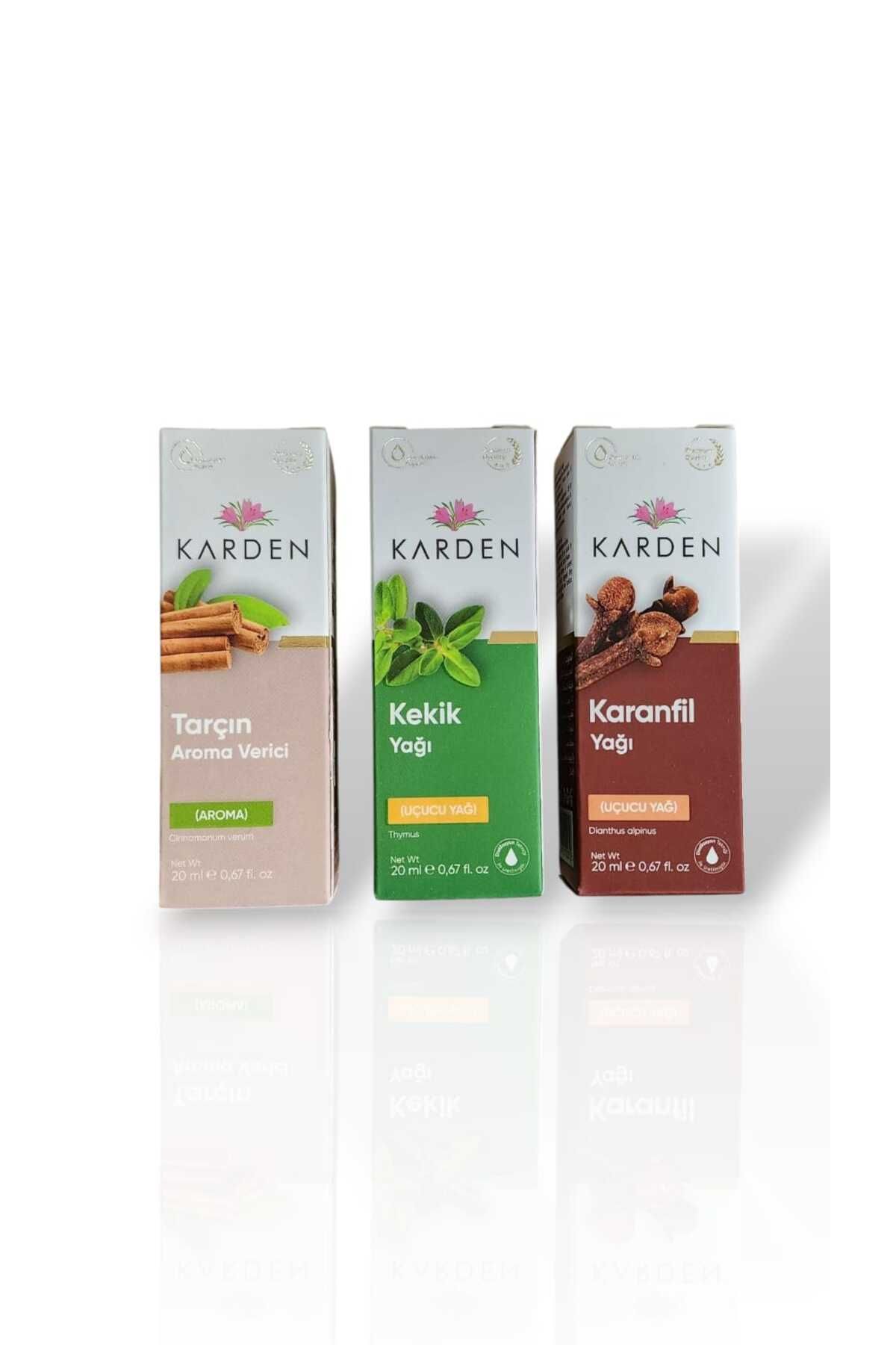 Karden Yaz Destek Seti Bitkisel Yağlar 3'lü (Tarçın Aroma Verici, Kekik Yağı, Karanfil Yağı) 20ml