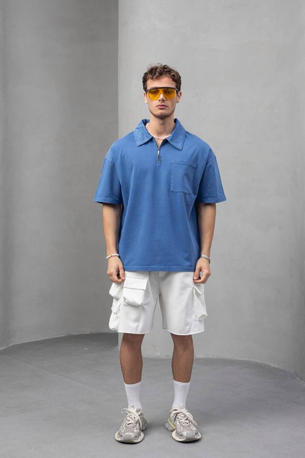 DİE MEN Oversize Yarım Fermuarlı T-Shirt
