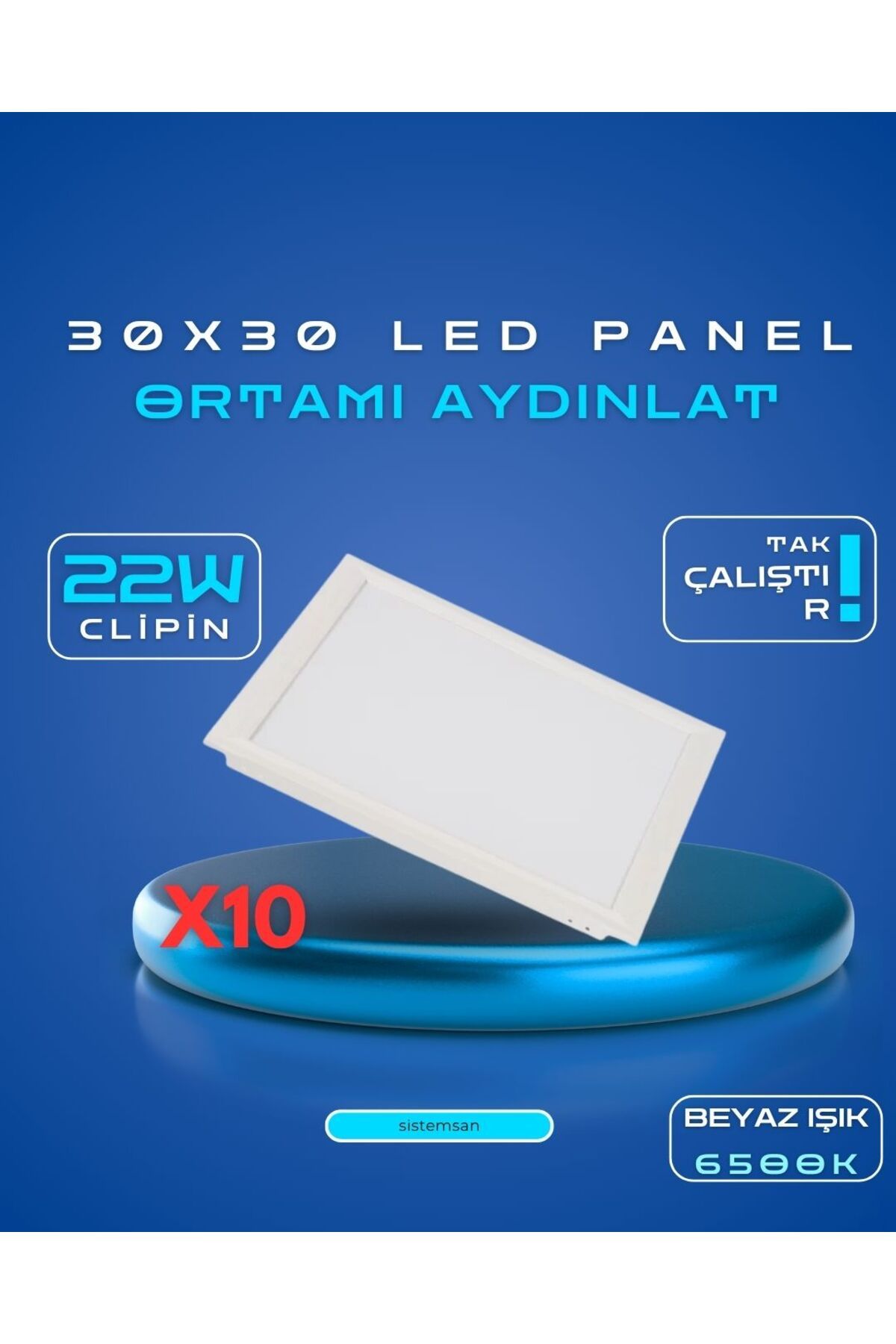 Noas 22 W KLİPİNLİ 30*30 LED PANEL BEYAZ 10'lu
