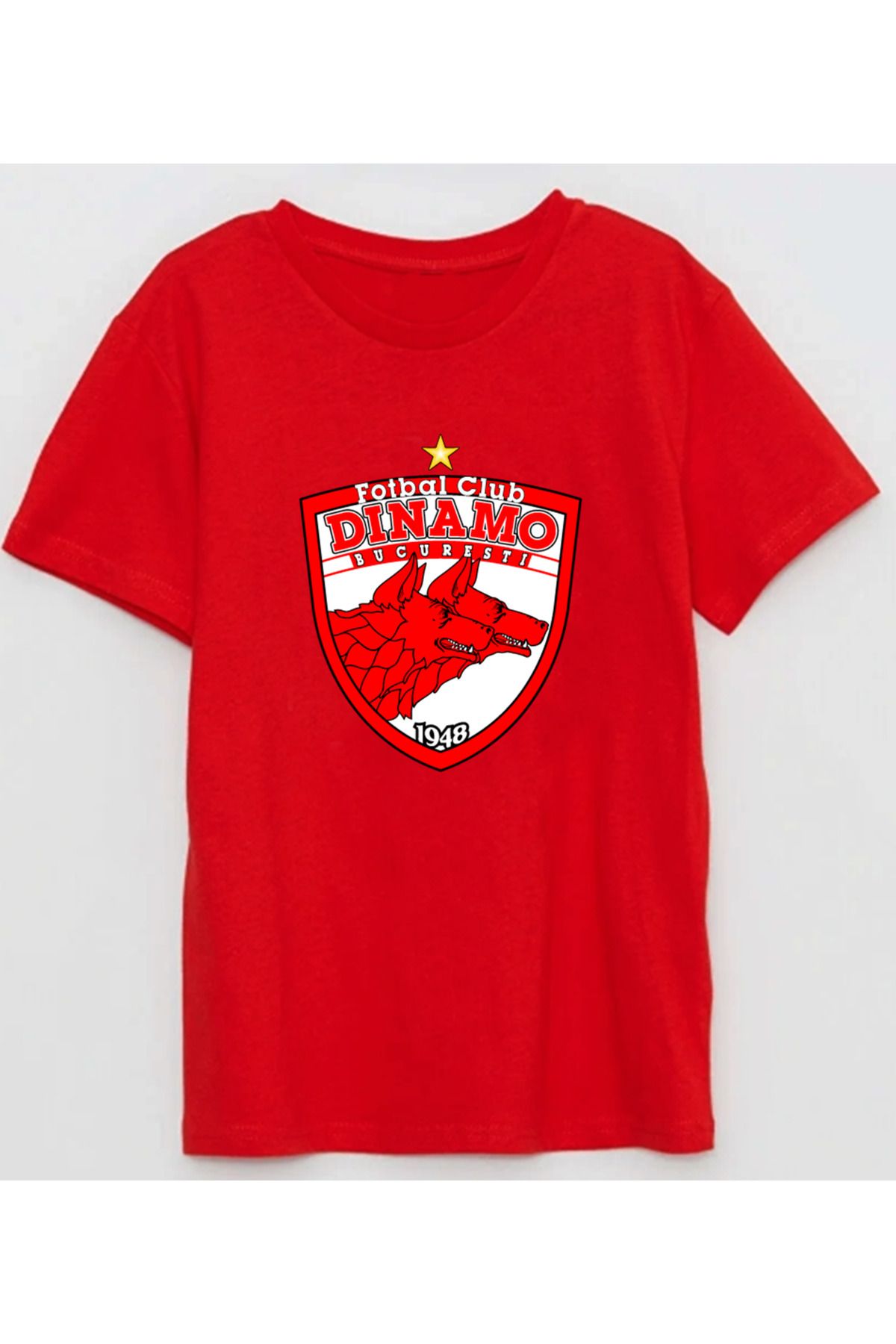 Efendioğlu Design Dinamo București 1948 kulüp büyük logo baskılı pamuklu tshirt