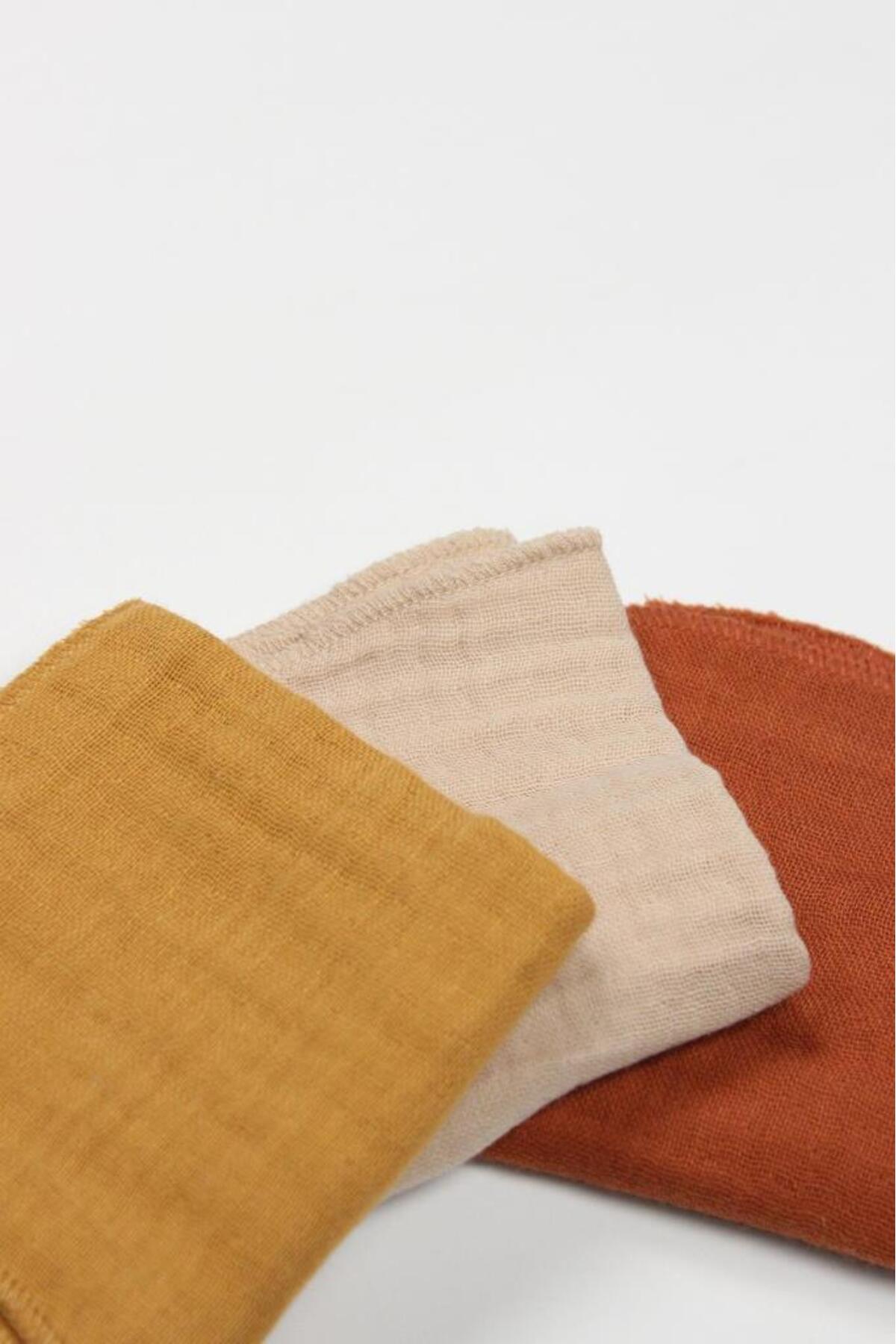 نس‌ورلد بیستایل بسته ۶ عددی دستمال حریر موسیلین ۲۰×۲۰ سانتی‌متر ۹۰۱۰۶ کاشی بژ خردلی