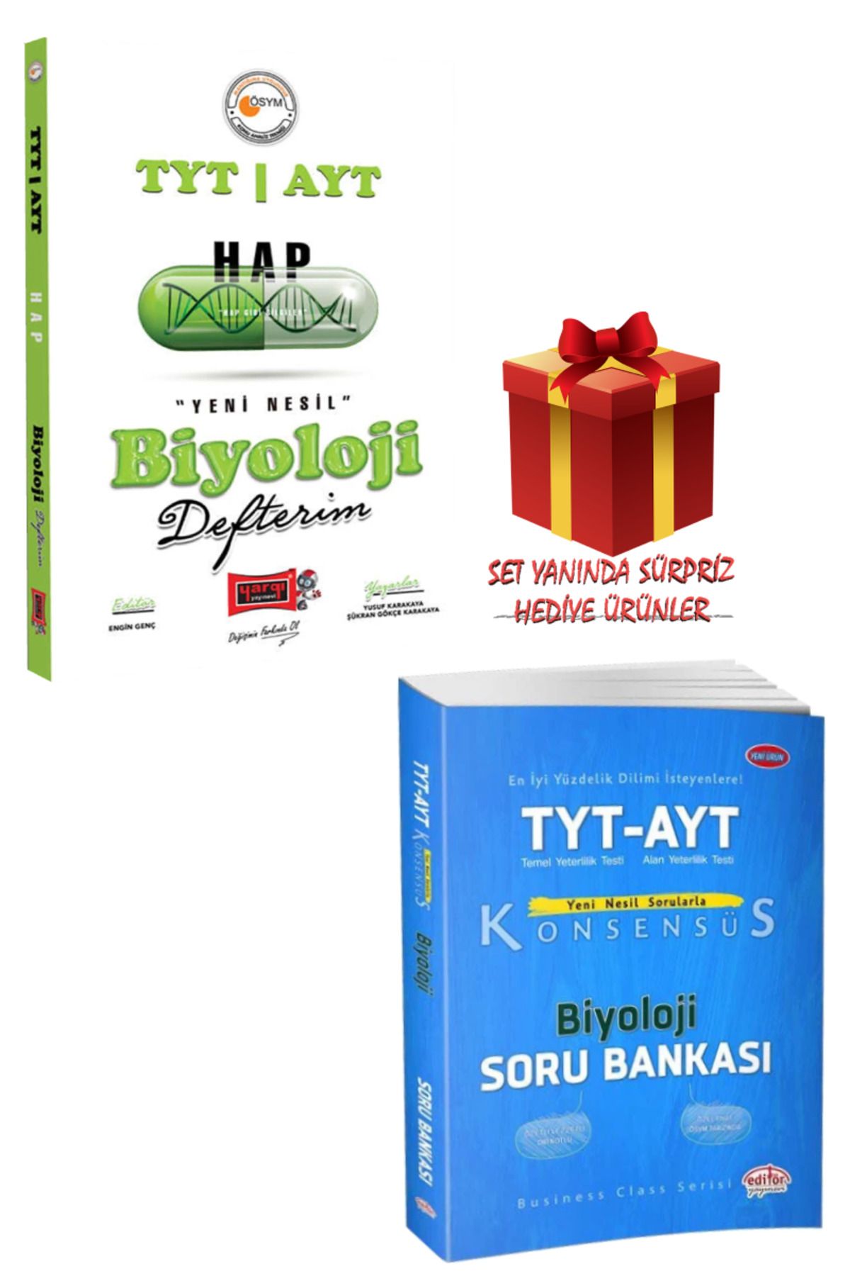 Yargı Yayınları TYT-AYT Hap Biyoloji Defterim+Editör Konsensüs TYT-AYT Biyoloji Soru Bankası+Hediye