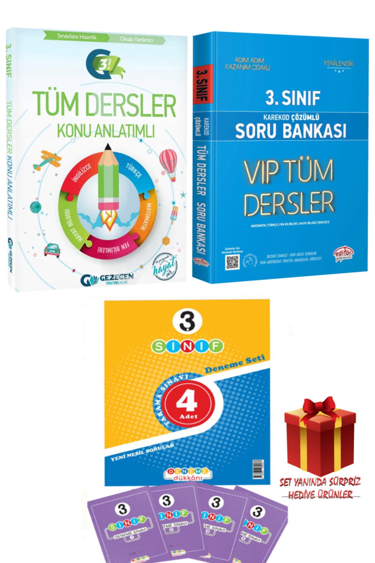 Gezegen Yayıncılık 3. Sınıf Tüm Dersler Konu Anlatımlı+Karekod Çözümlü Soru Bankası+4 Adet Deneme+Hediye