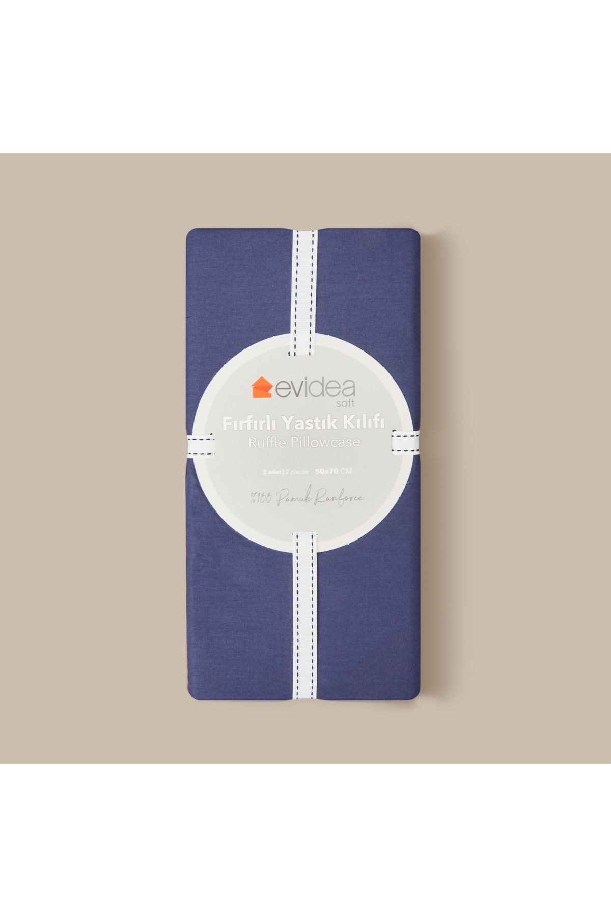 Evidea Soft Basic Fırfırlı 2'li Yastık Kılıfı - Lacivert - 50x70 cm