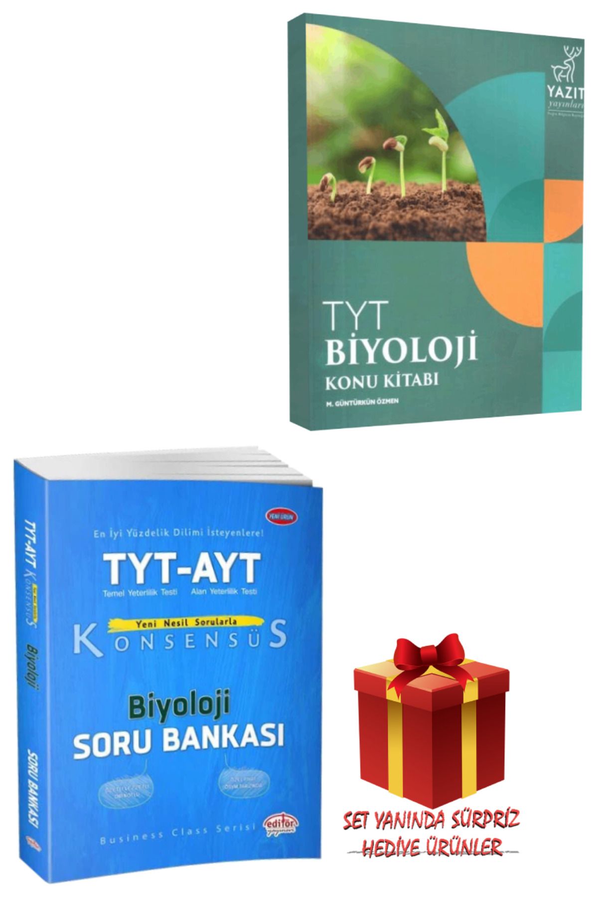 Yazıt Yayınları TYT Biyoloji Konu Kitabı+Editör Konsensüs TYT-AYT Biyoloji Soru Bankası+Hediye