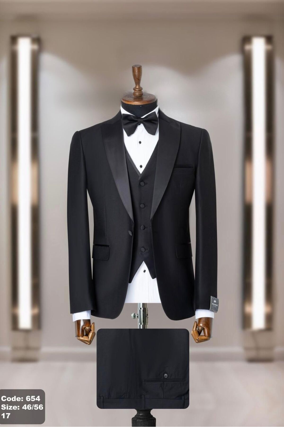Foklorist KOPYA - DYM Damatlık Full Set Takım Elbise Slim Fit SİYAH Smokin