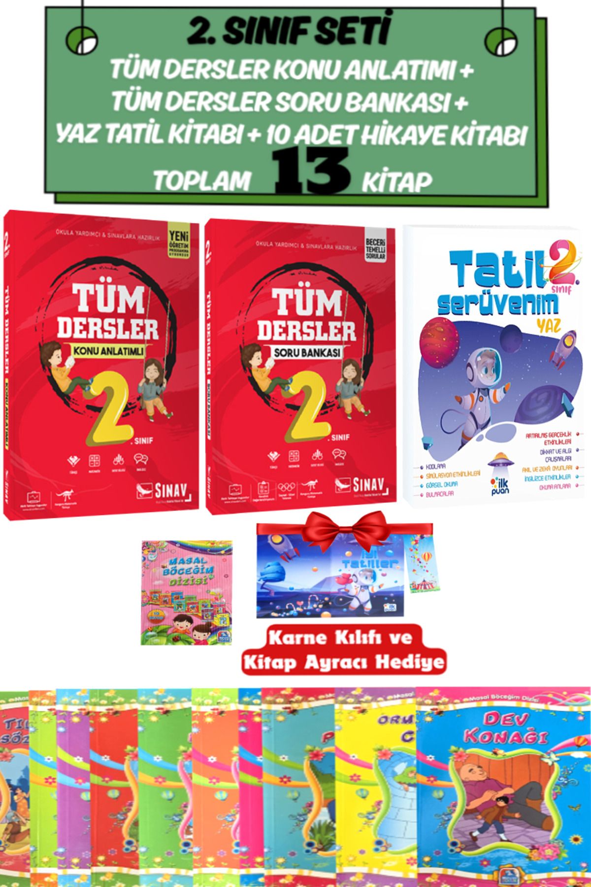 Sınav Yayınları 2. Sınıf Tüm Dersler Konu Anlatımlı+Soru Bankası+Yaz Tatil Kitabı+10 Adet Hikaye Kitabı+Hediye