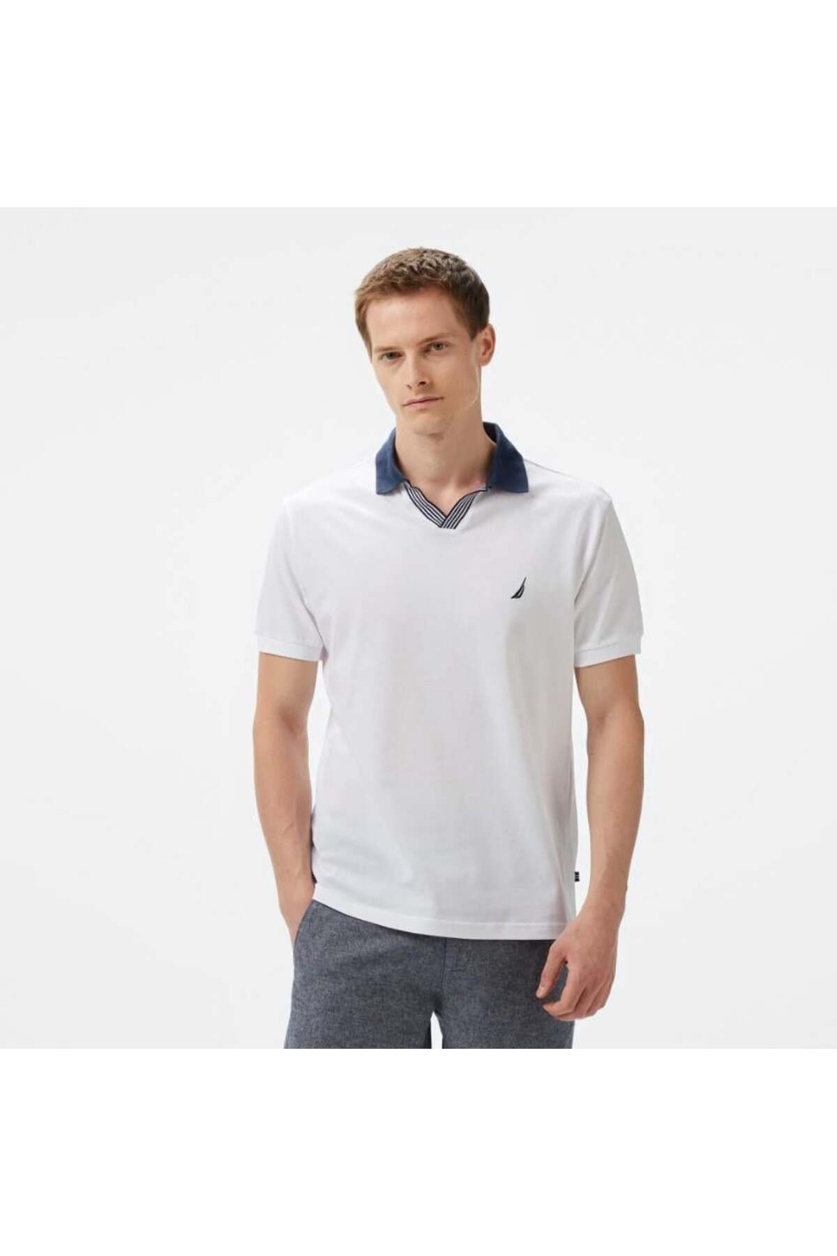 Nautica Erkek Beyaz Classic Fit Polo