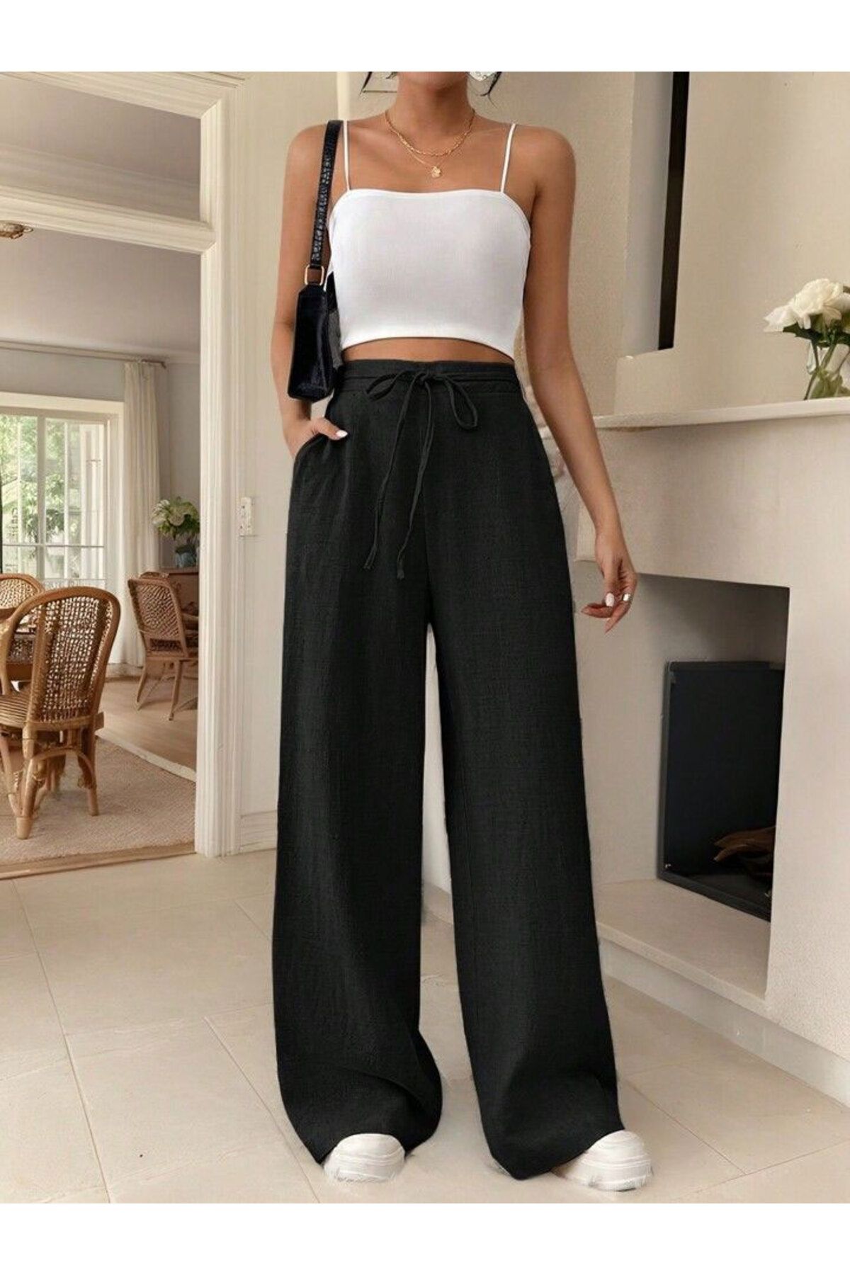 WEARTEX Keten Karışımlı Bol Kesim Pantolon