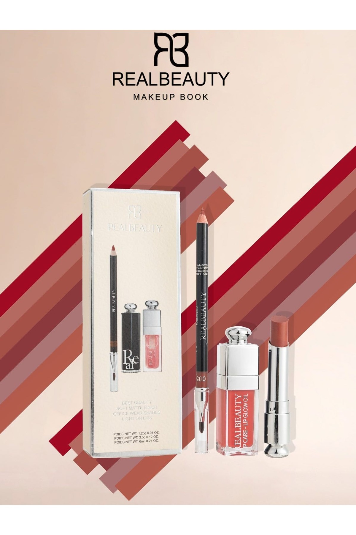 real beauty-Lipstick set with liner - long-lasting and elegant with a perfect look 1