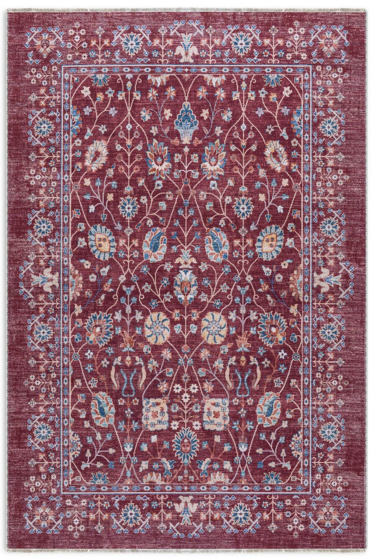 Pastel Home Kendinden saçaklı eskitme kiremit şönil halı kilim yolluk yıkanabilir kaymaz taban salon mutfak