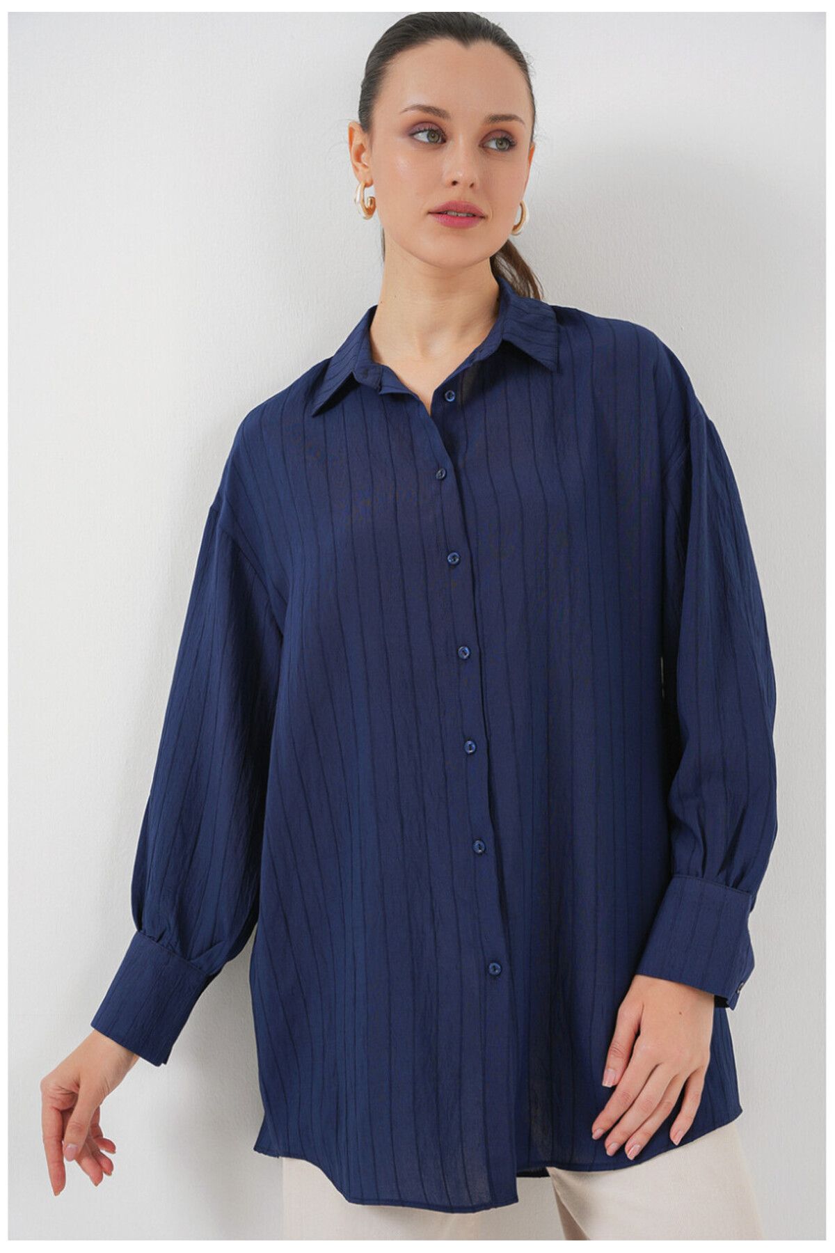 mahira collection ÇİZGİLİ UZUN TUNİK GÖMLEK