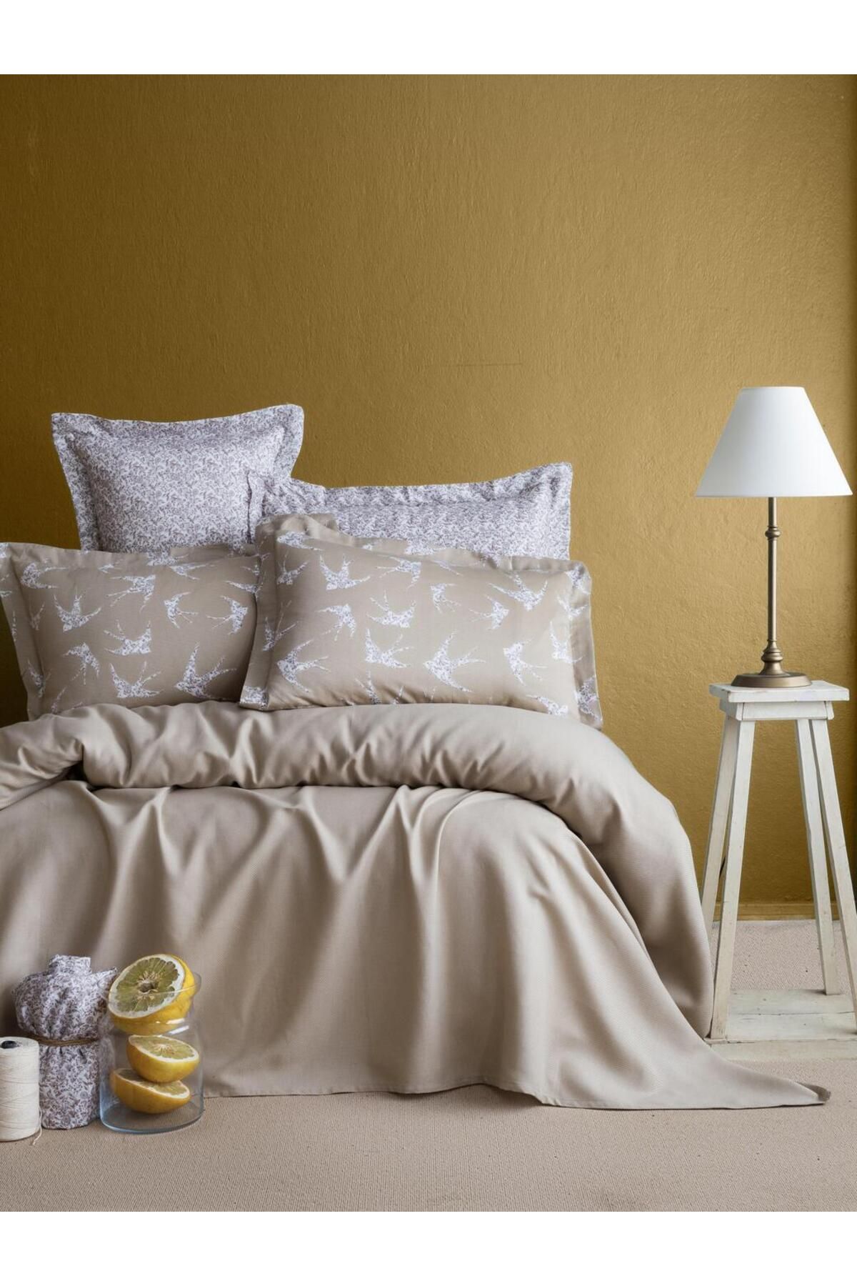 Apricitas HOME TEK KİŞİLİK BAMBU PIKE TAKIMI FREELY BEJ - PIKE TAKIMI