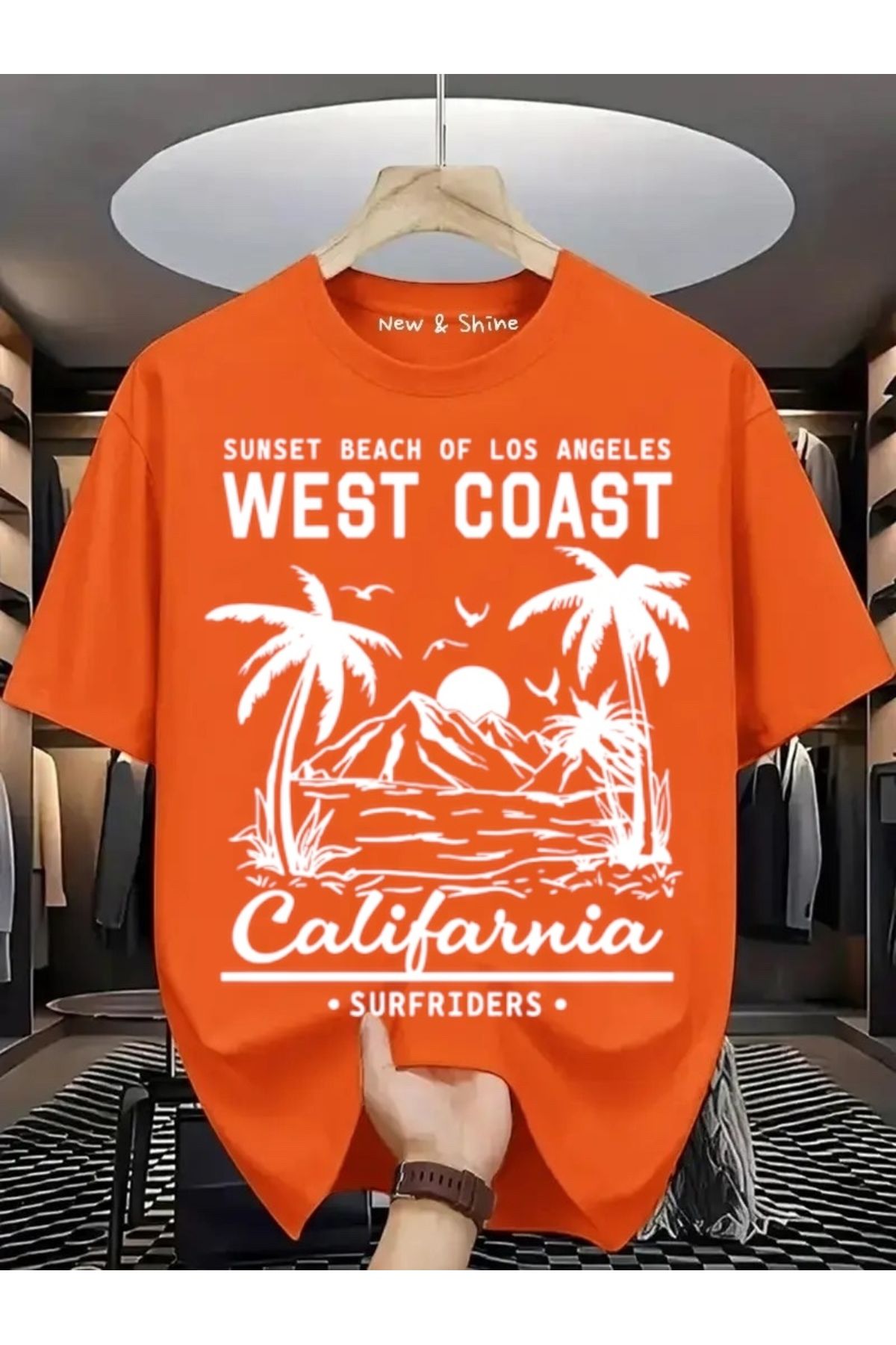 New Shine West Coast Baskılı Oversize T-Shirt