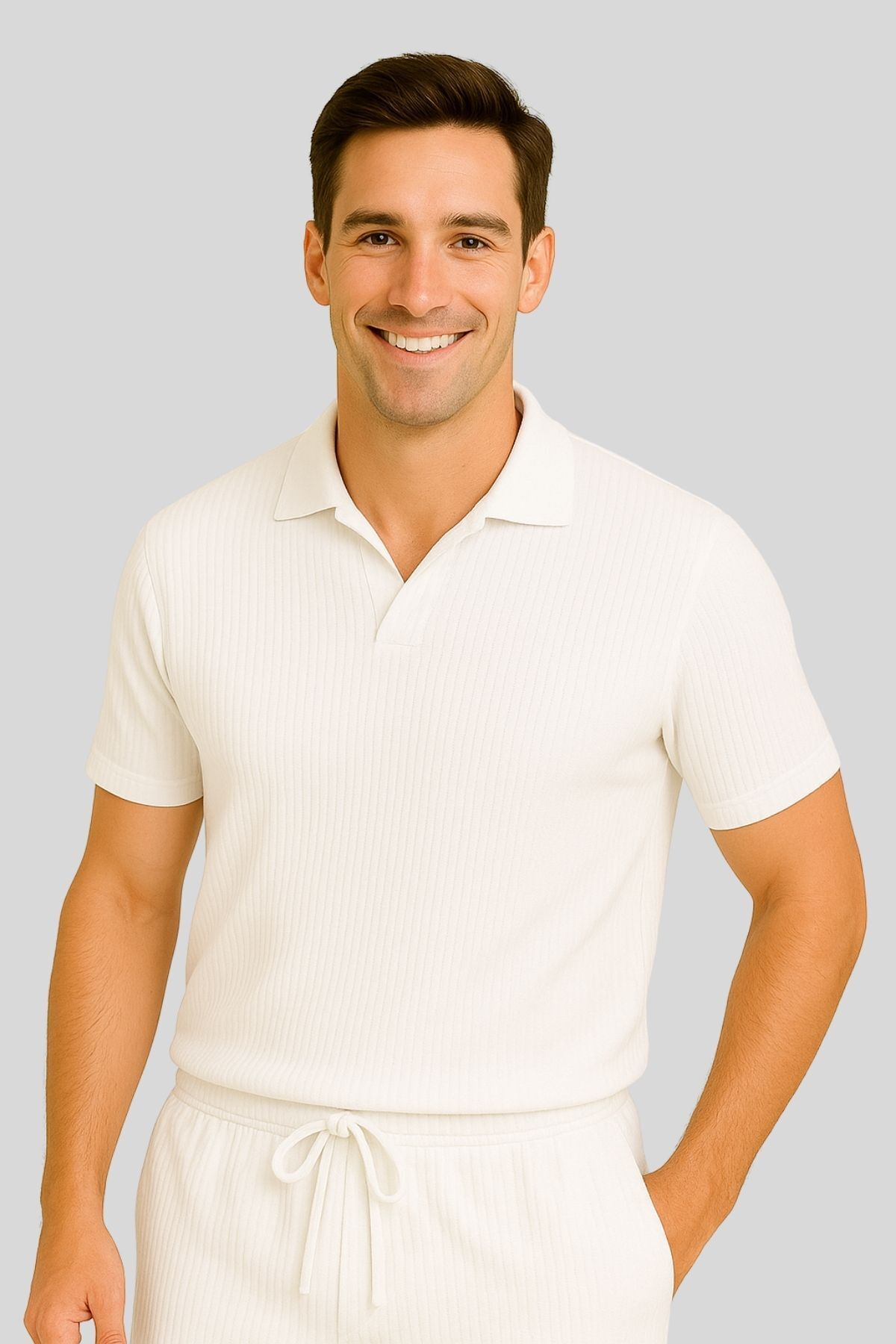 armicem Unisex Basic Polo Yaka Ottoman Kumaş T-shirt