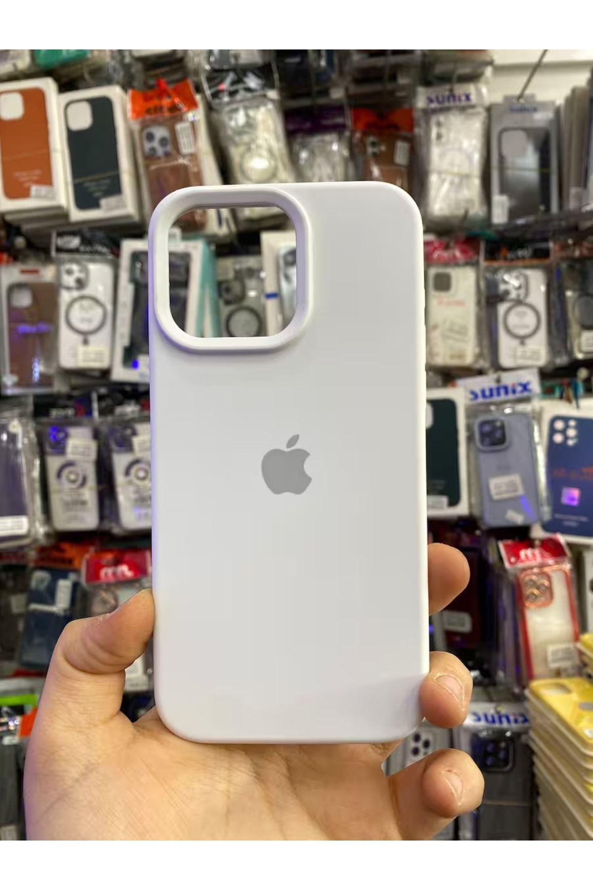 Soffany İPHONE 15 PRO MAX UYUMLU LOGOLU LANSMAN İÇİ KADİFE KILIF