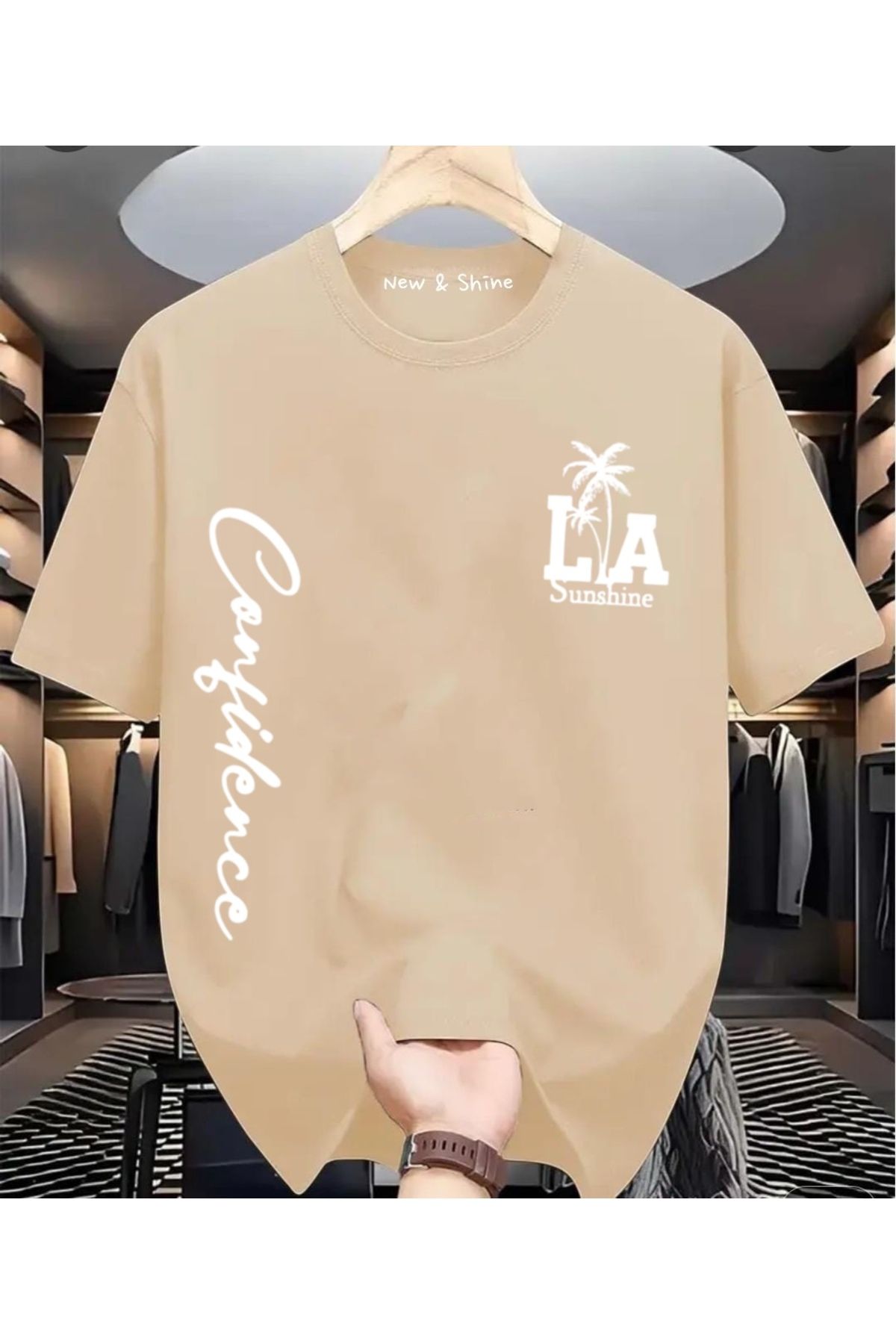 New Shine LA California Baskılı Büyük Beden Oversize T-Shirt