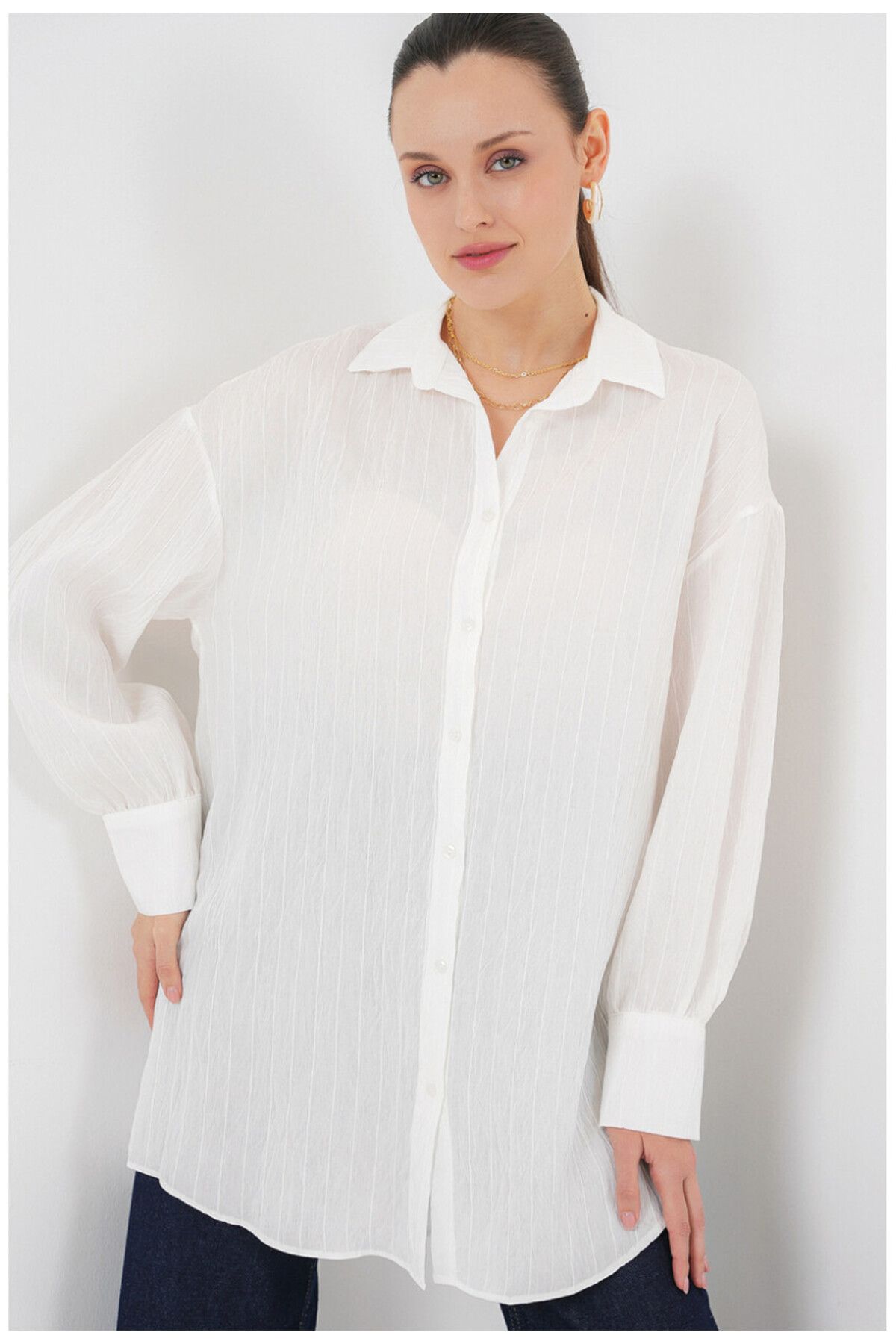 mahira collection ÇİZGİLİ UZUN TUNİK GÖMLEK