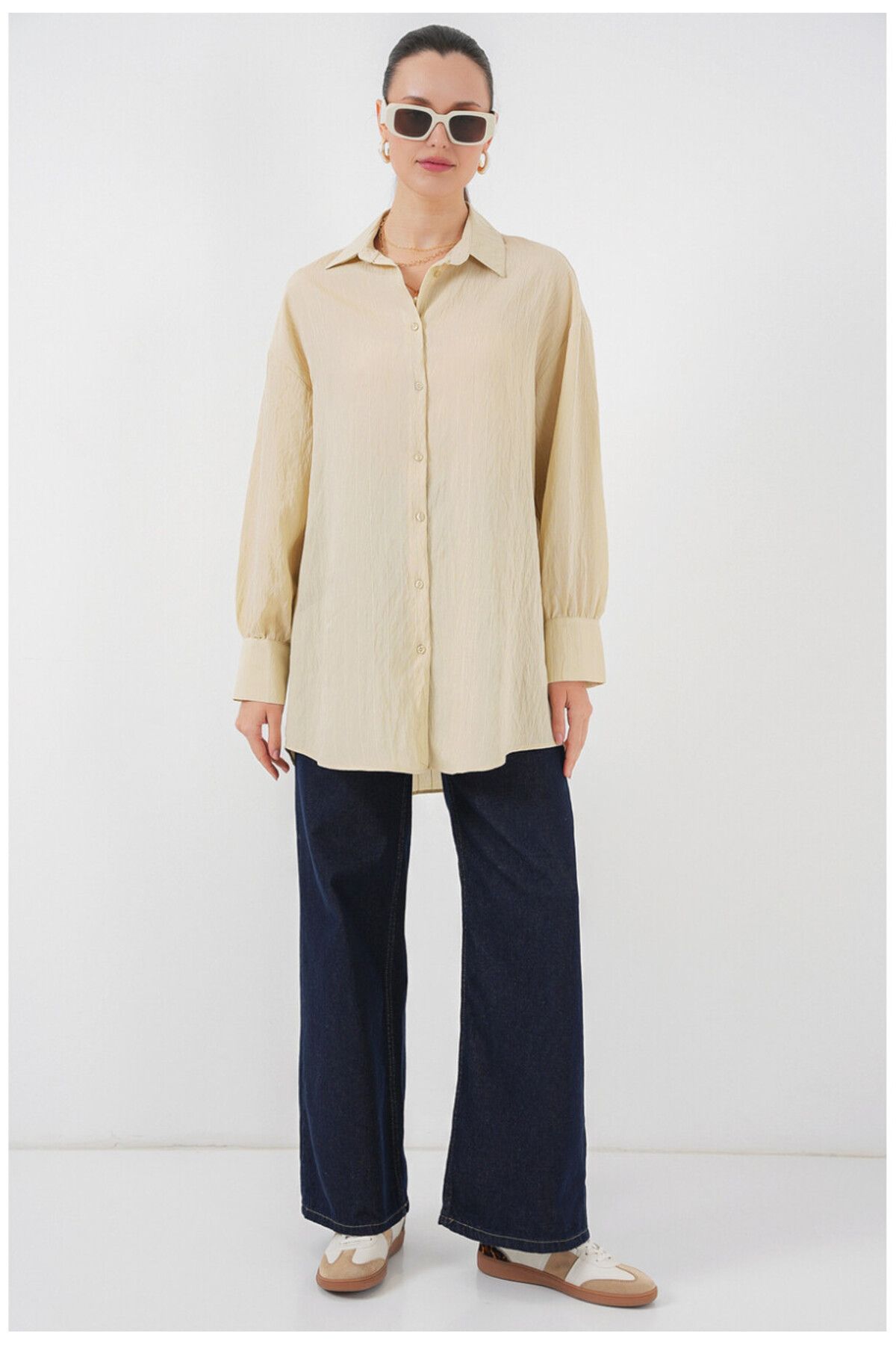 mahira collection ÇİZGİLİ UZUN TUNİK GÖMLEK