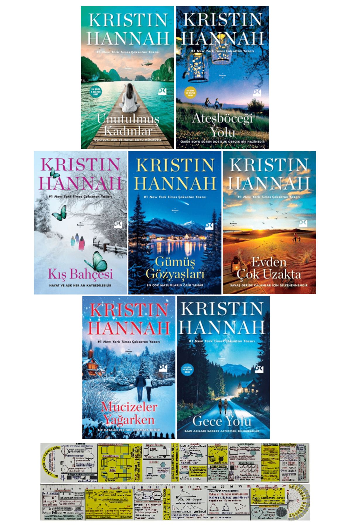 Doğan Kitap Kristin Hannah 7 Kitap Set / Unutulmuş Kadınlar - Ateşböceği Yolu - Gece Yolu + Mat. Cetvel