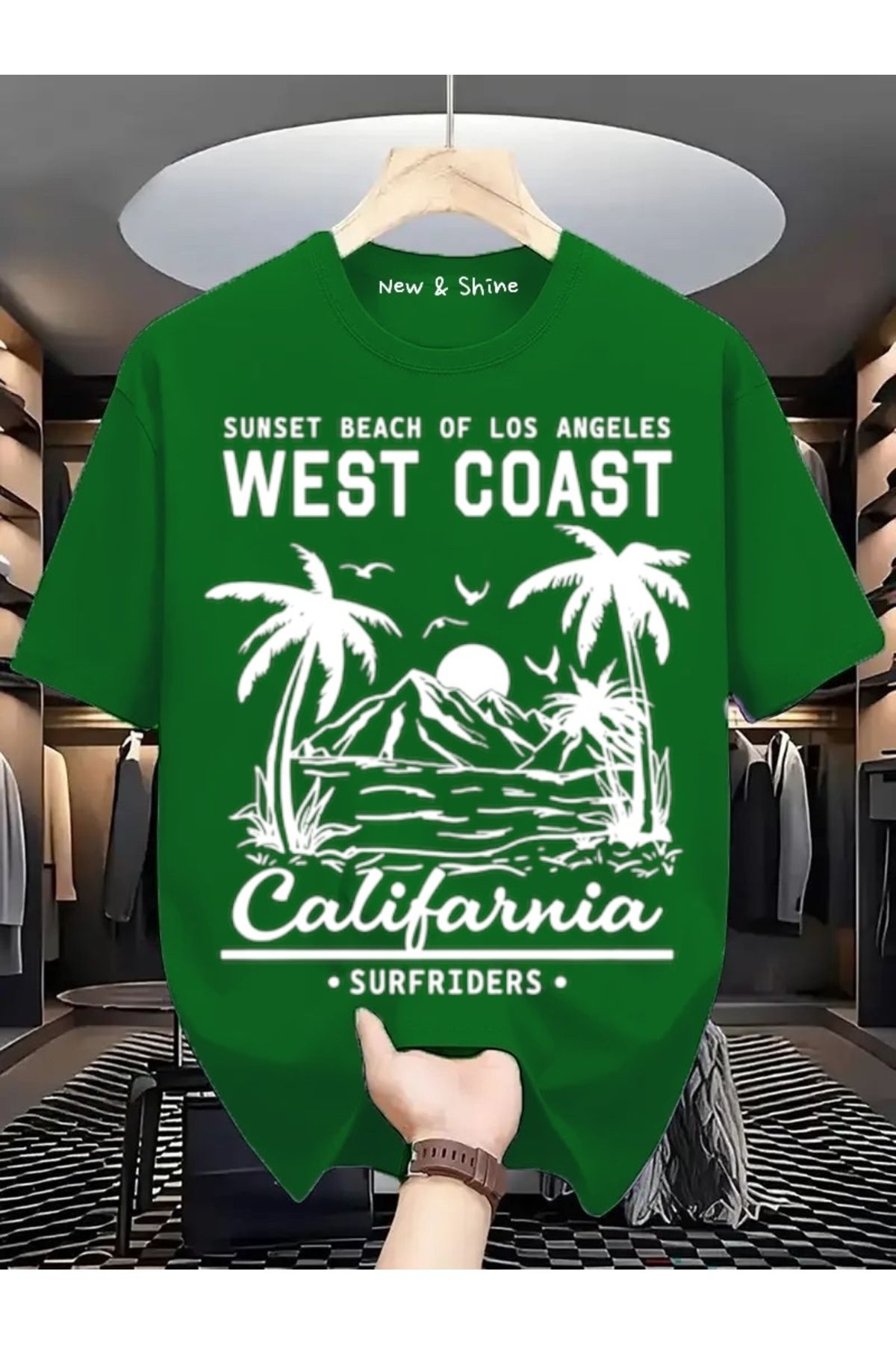 New Shine West Coast Baskılı Oversize T-Shirt