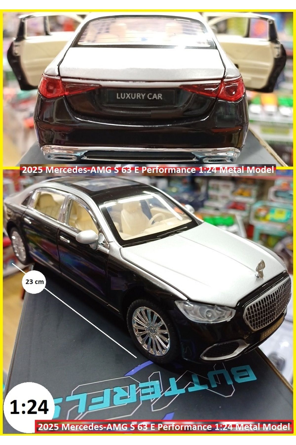 OYUNCAKSAHİLİ Mercedes Benz S63 Maybach Tarz 2025 Araba Diecast 1.24 Koleksiyon Metal 6 Kapı Bagaj Kaput Açlr