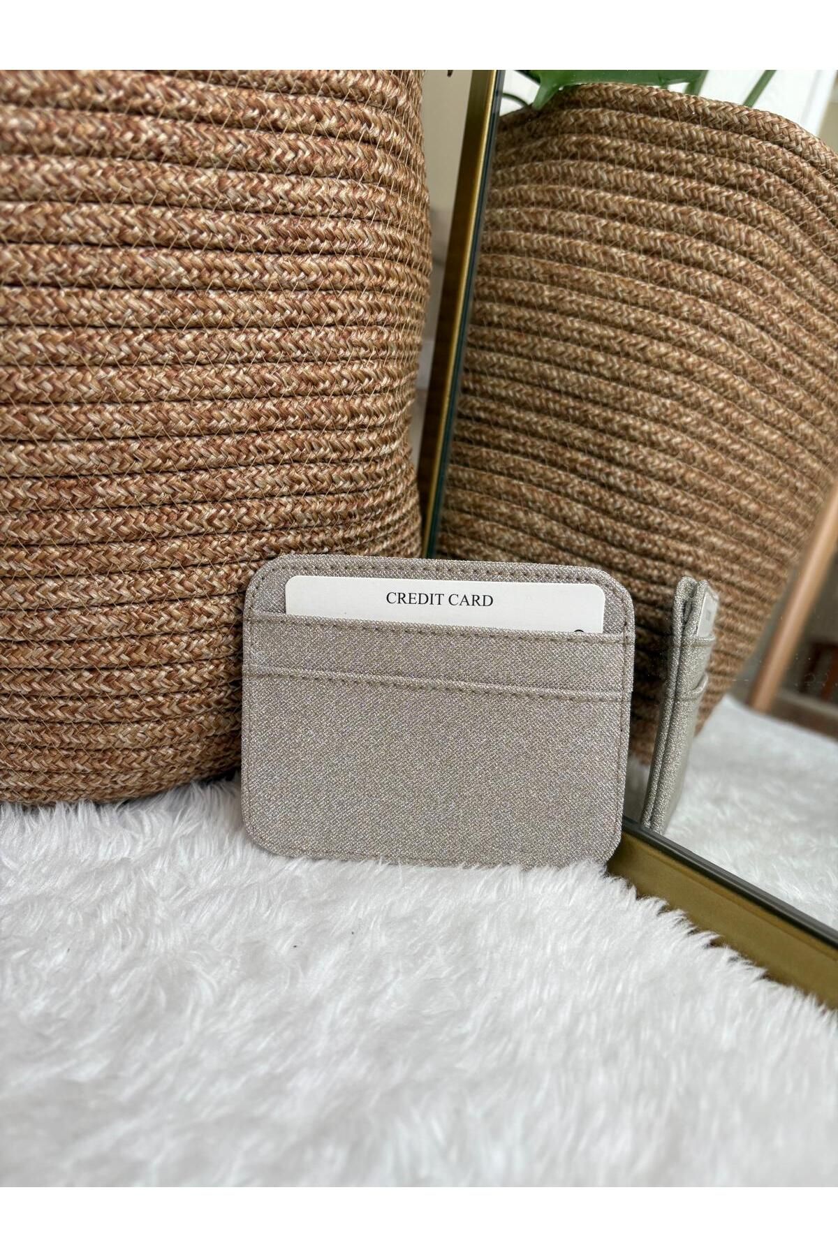 Z&M COLLECTION BAG SHOPPİNG Parlak Simli Ultra İnce Kadın Kartlık