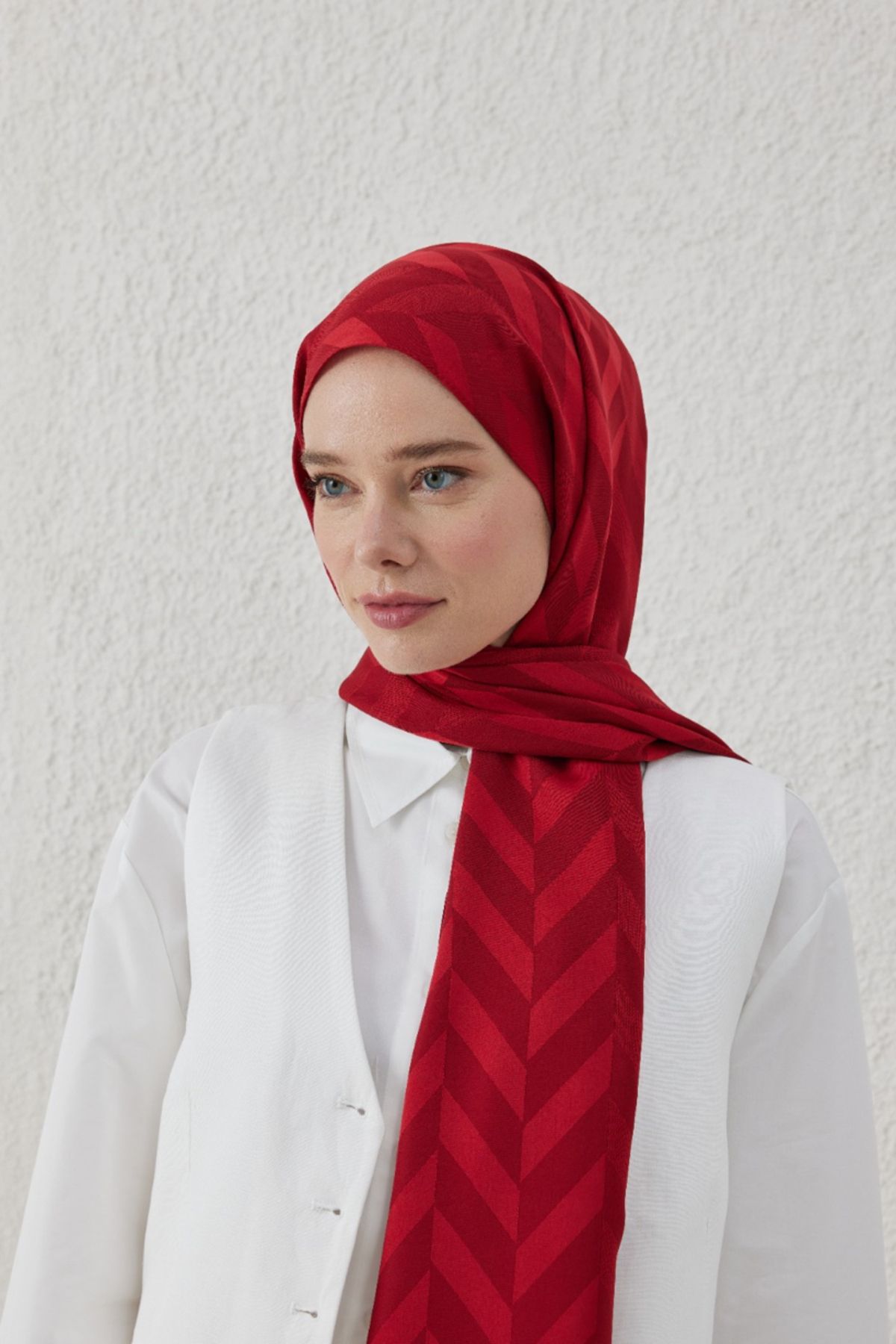 VALORSCARF Valor balıksırtı desen şal derin şarabi