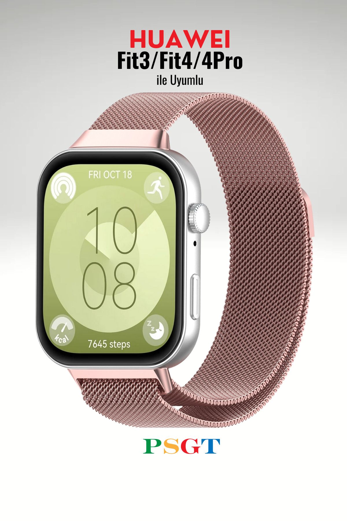 PSGT Huawei Watch Fit 3 / Fit 4 / Fit 4 Pro ile Uyumlu Kordon Hasır Örgü Metal Mıknatıslı Kayış