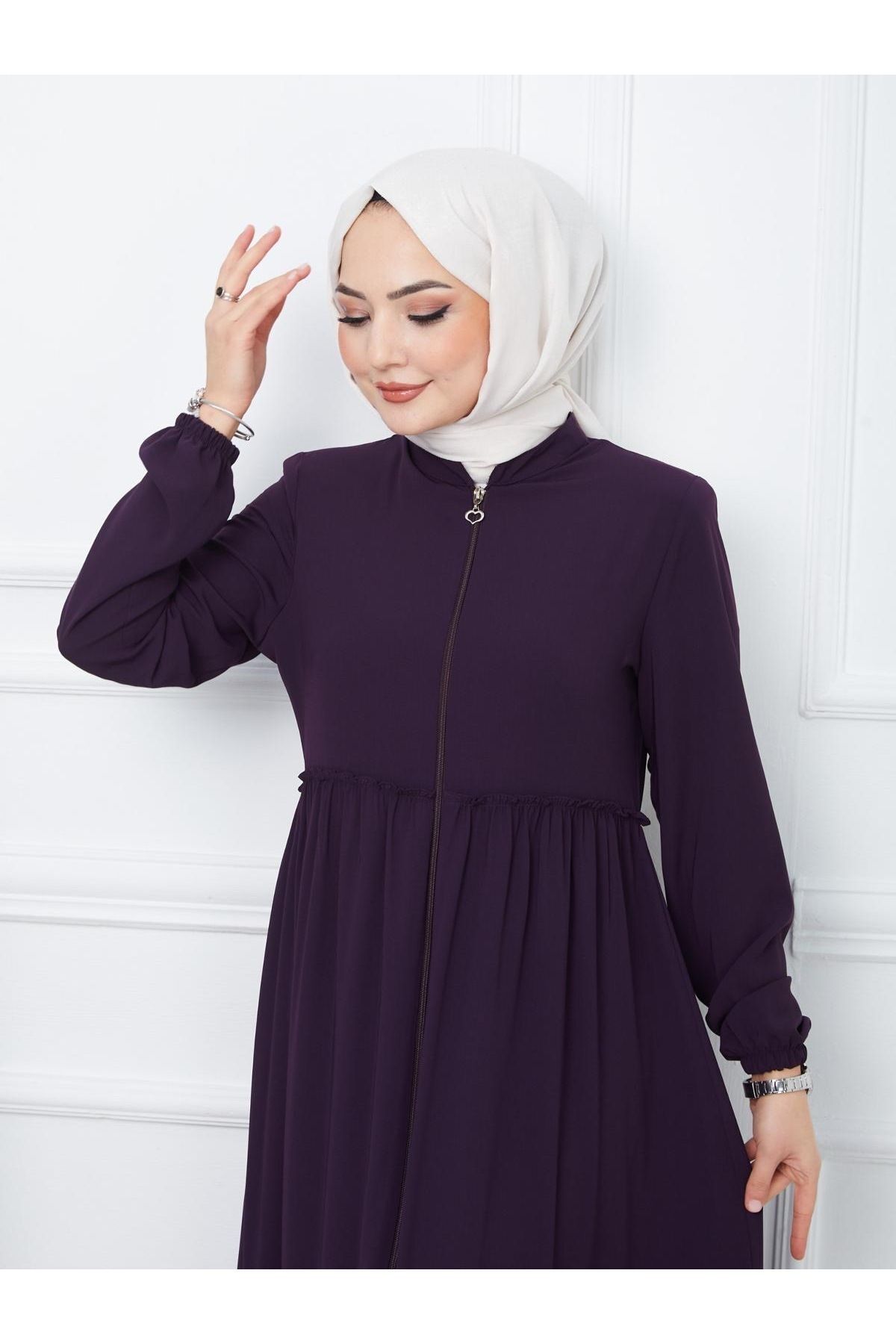 MODA STORE Medine İpeği Büzgülü Ferace