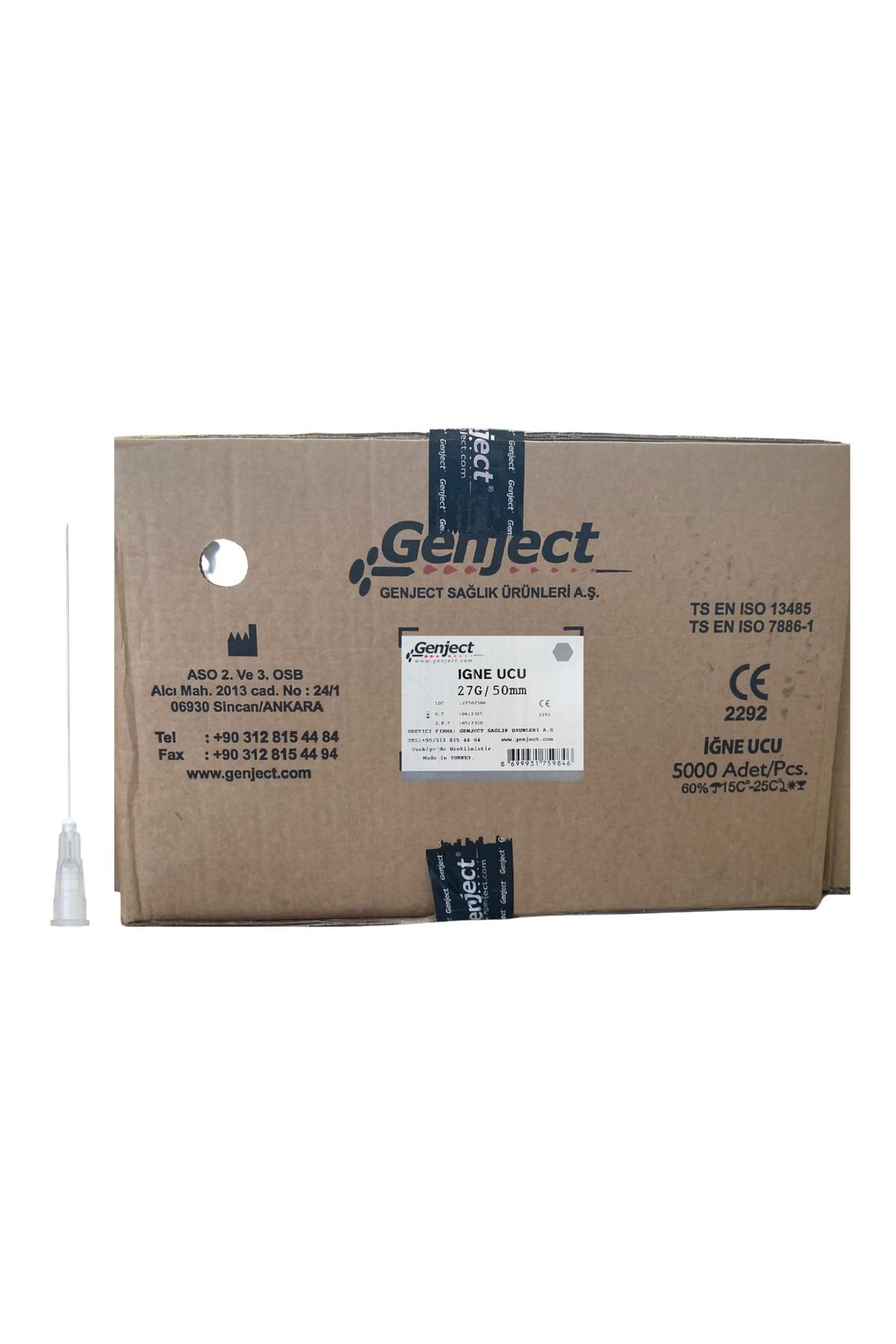 Genject - ENJEKTR İNE UCU DENTAL GRİ UZUN 27GX50MM - 5000 ADET
