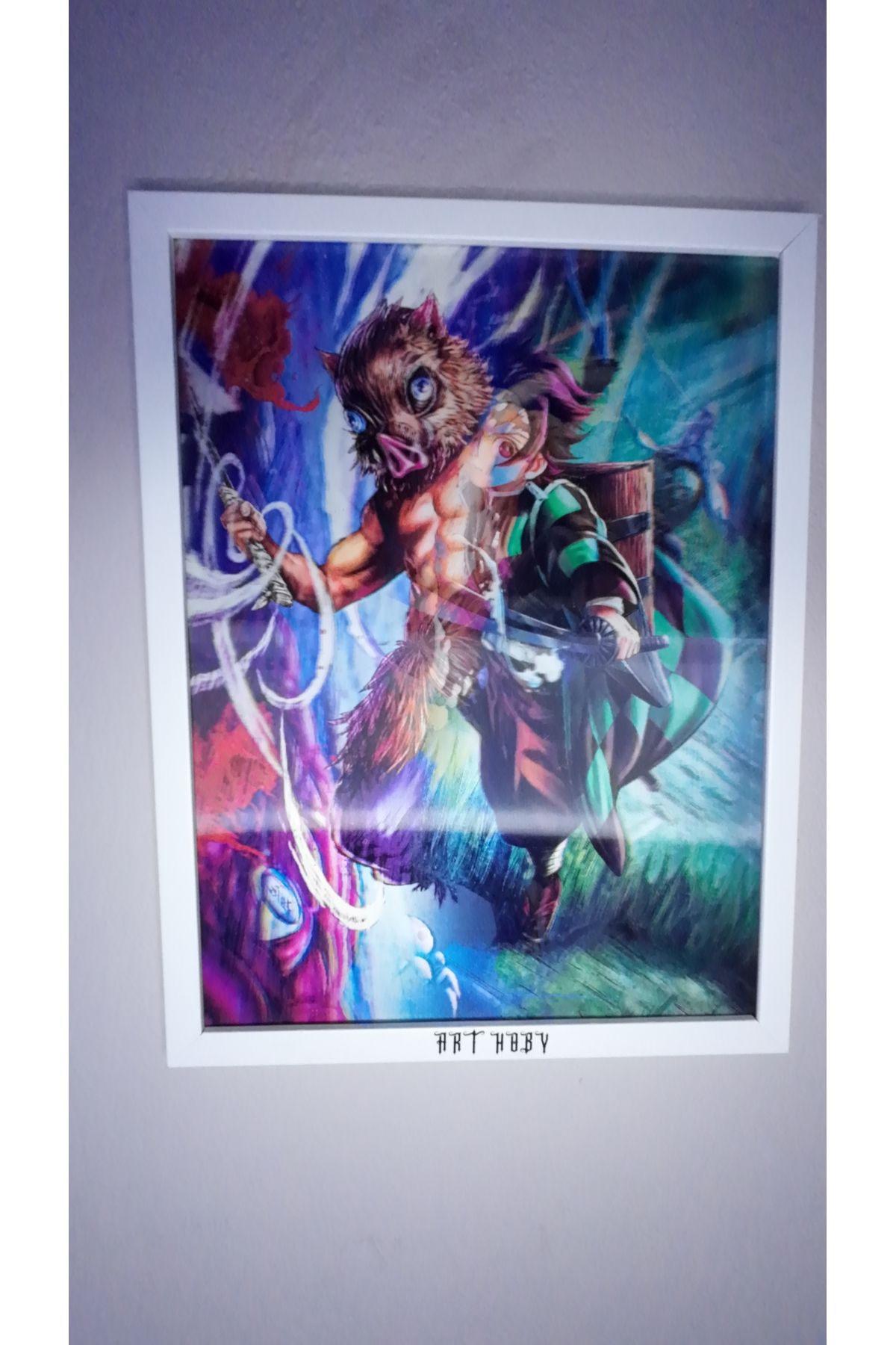 ArtHoby Demon Slayer Tanjiro x Inosuke x Zenitsu Model 1 Lenticular 3D Hareketli Tablo