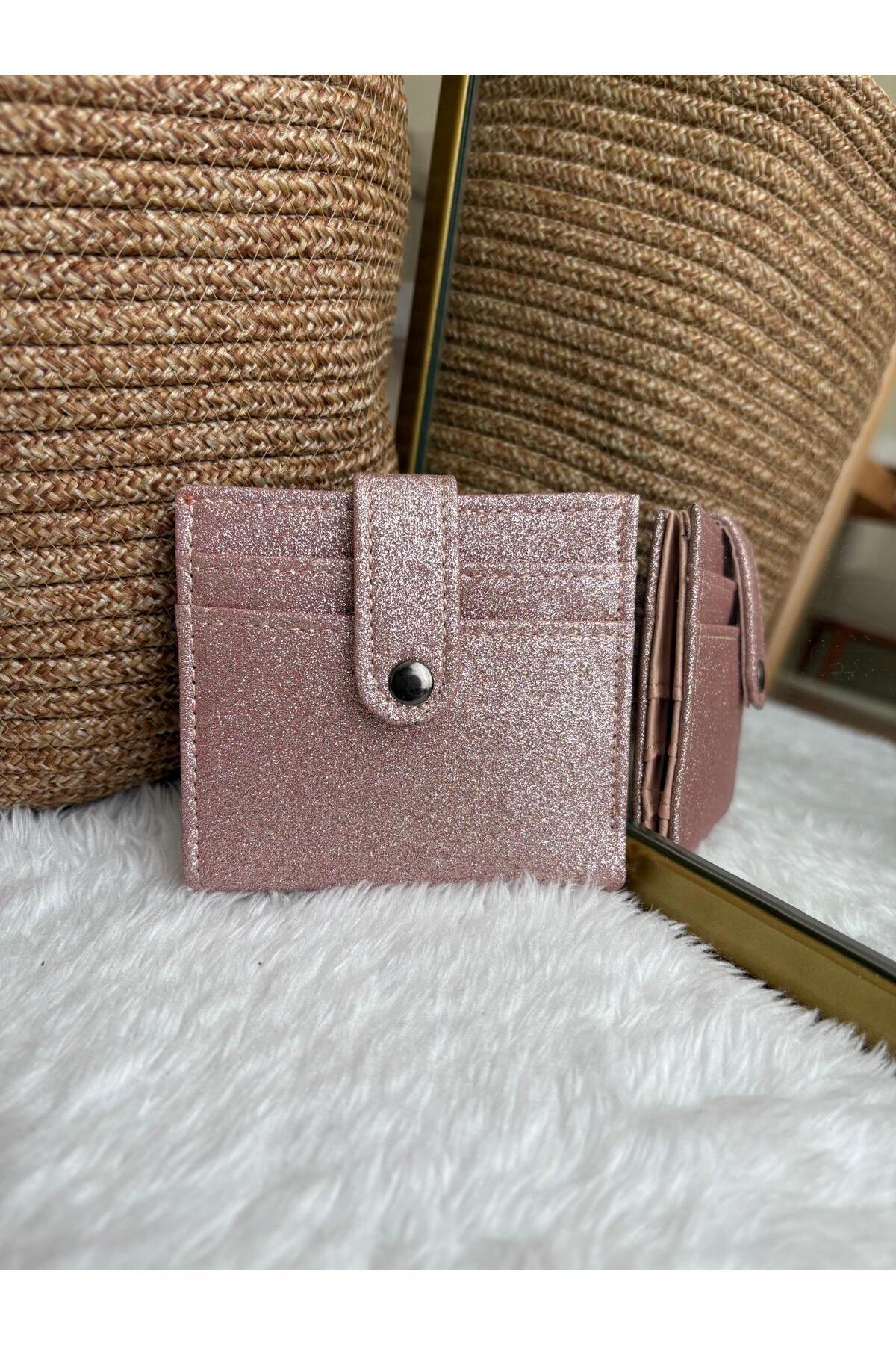 Z&M COLLECTION BAG SHOPPİNG Çıtçıt Kapamalı Simli Chery Rugan Cüzdan Kartlık Aksesuar