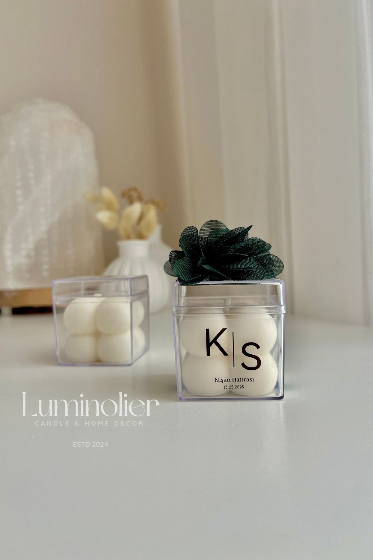 Luminolier Hediyelik Süslemeli Mini Bubble Mum Vanilya Kokulu - Düğün, Nişan, Kına, Mevlüt, Isteme - 10 Adet