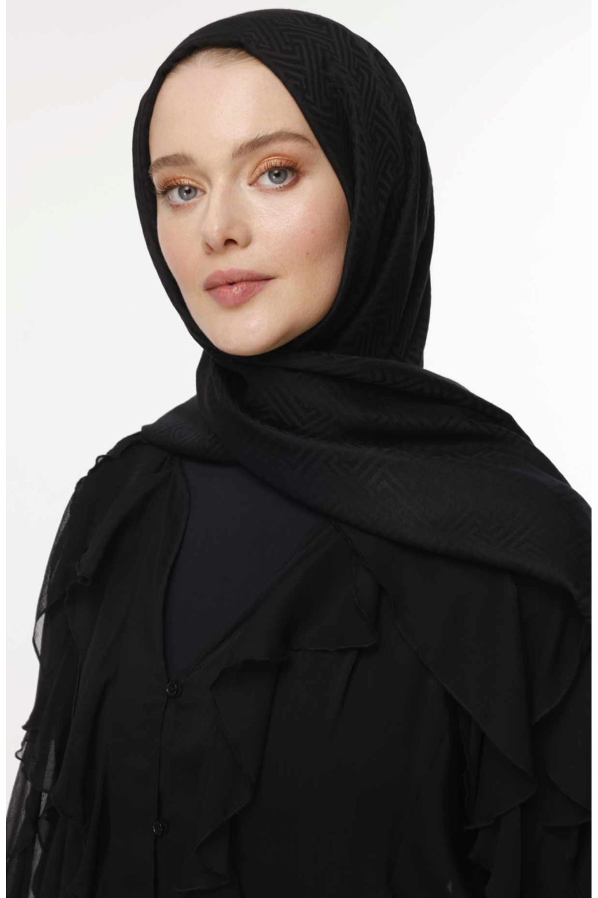 VALORSCARF Valor labirent desen şal siyah
