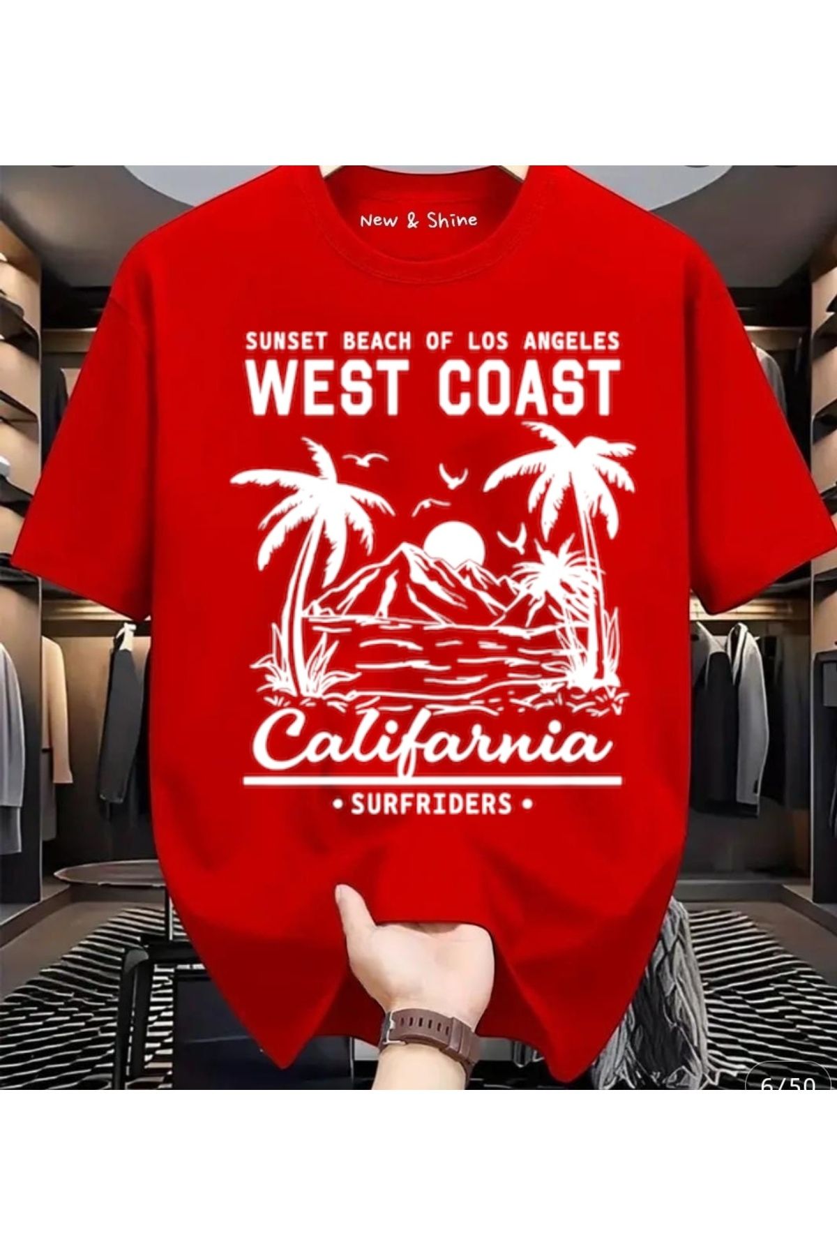 New Shine West Coast Baskılı Oversize T-Shirt