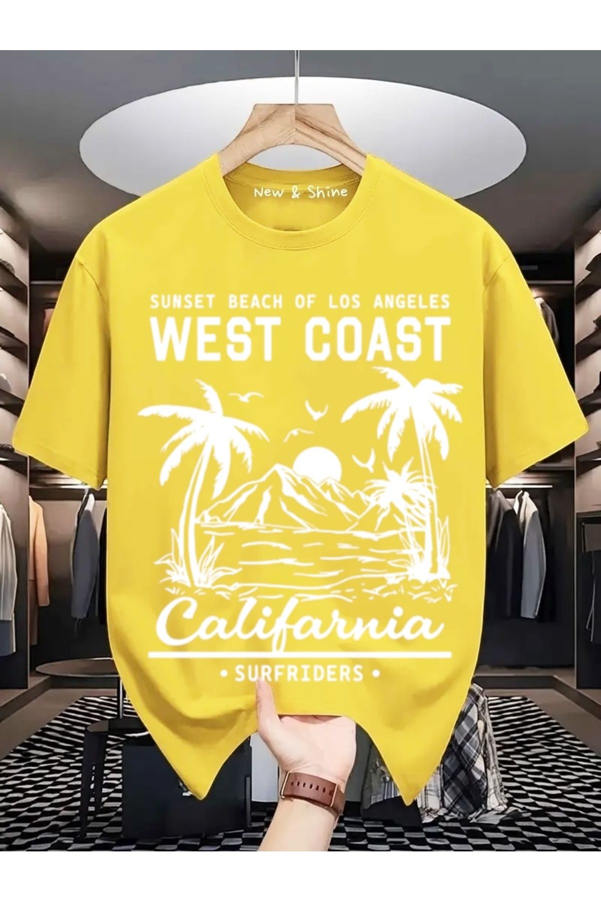 New Shine West Coast Baskılı Oversize T-Shirt