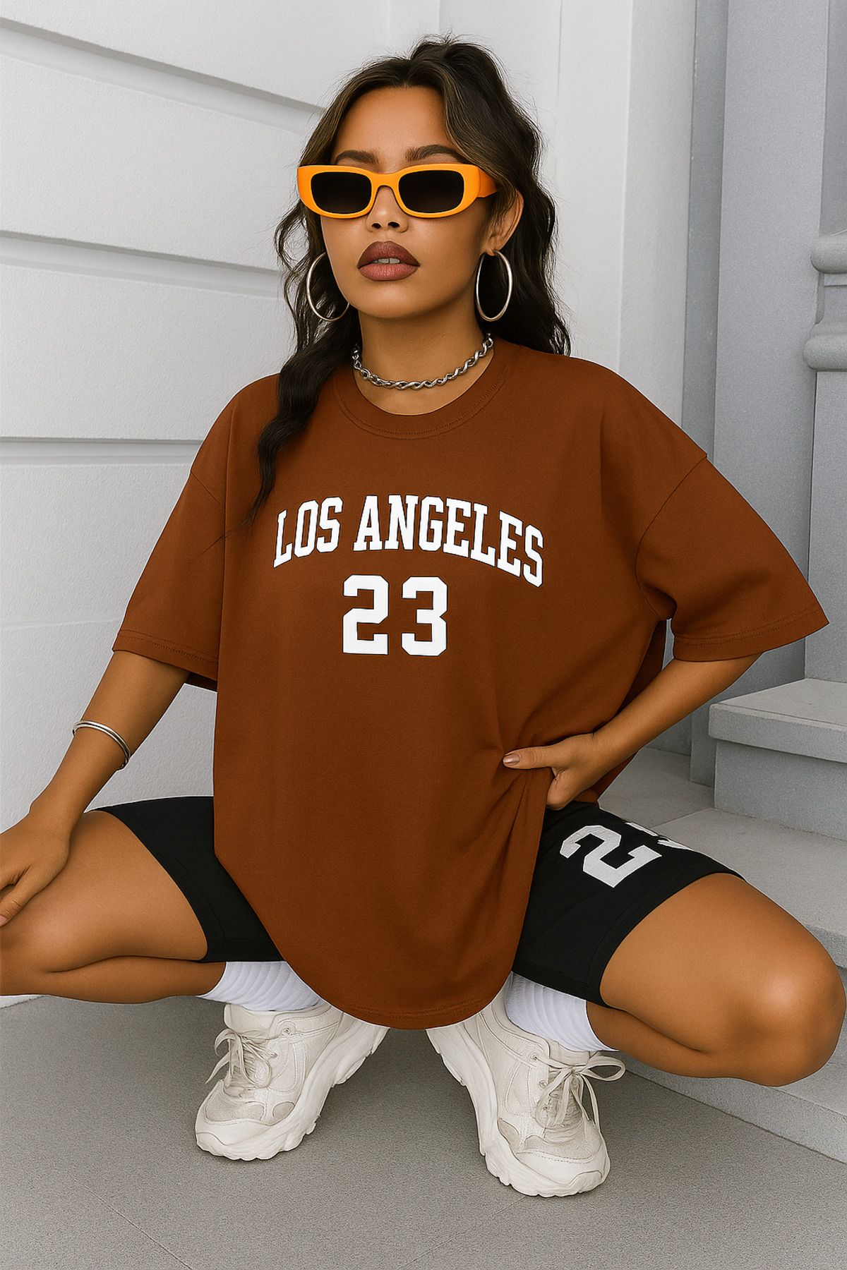 BENROMA Los Angeles Baskılı Oversize Unisex Tişört