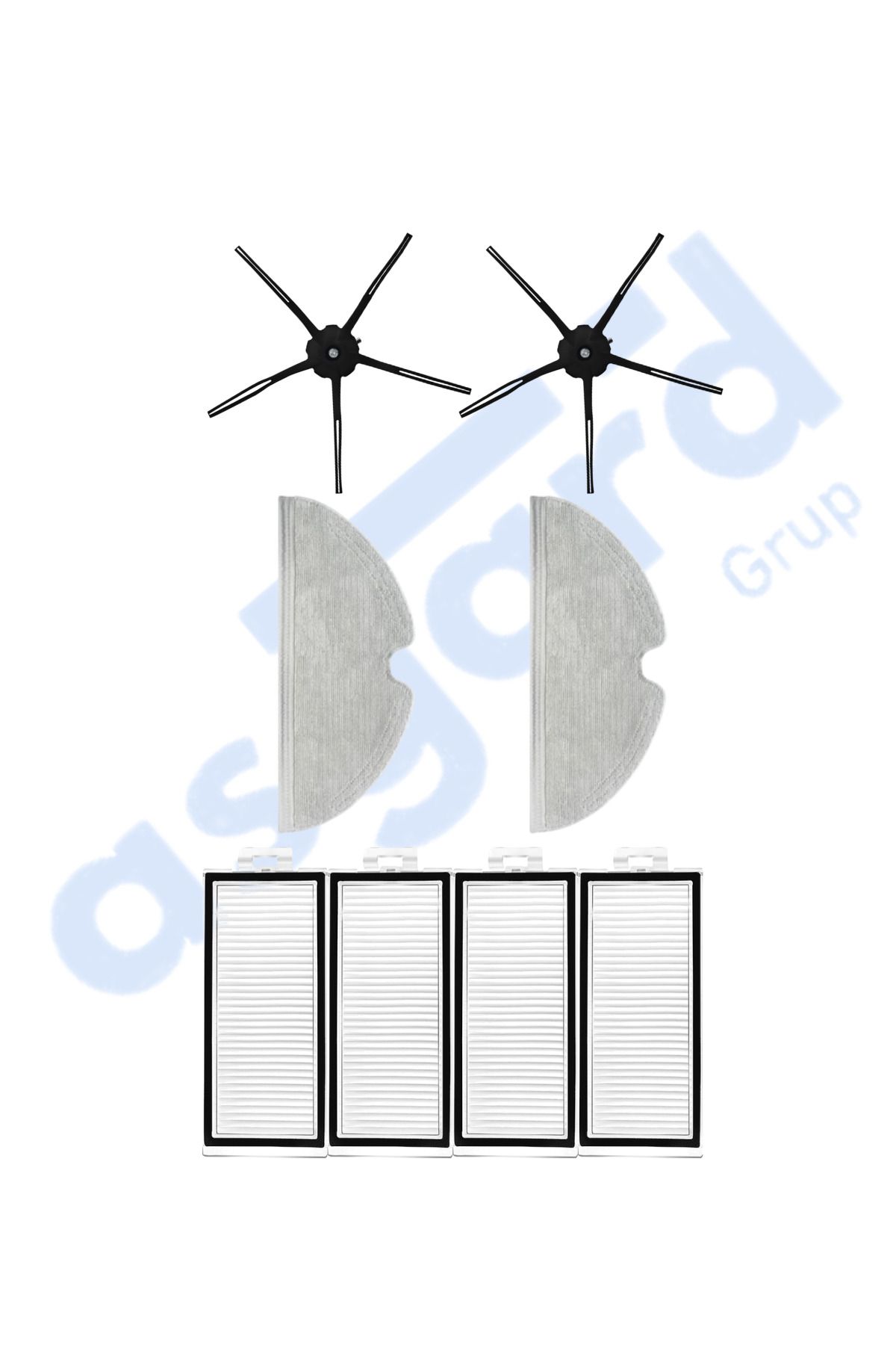Asgard Grup ROBOROCK Q7 , Q7+ , Q7 MAX , Q7 MAX+ Uyumlu 2 Yan Fırça 4 Filtre 2 Mop